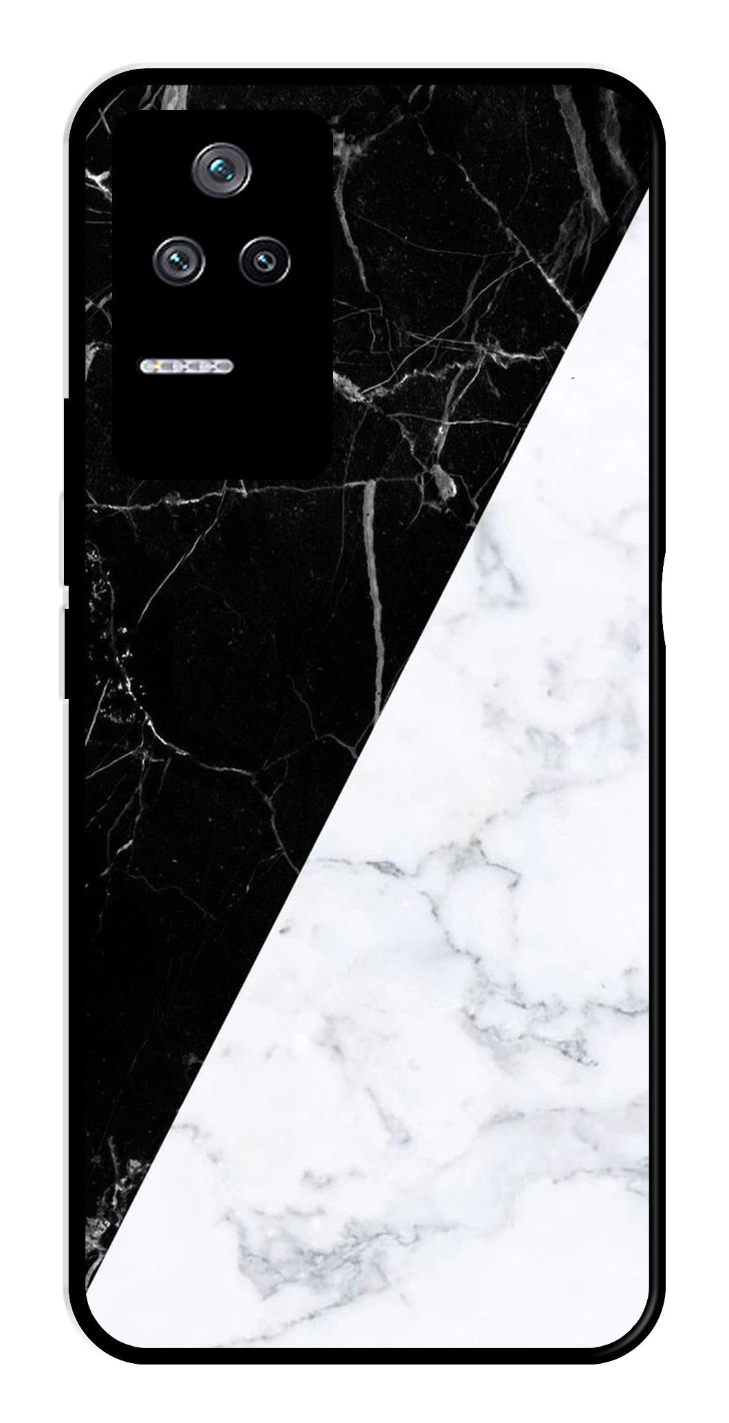 Black White Marble Design Metal Mobile Case for Poco F4 5G   (Design No -09)