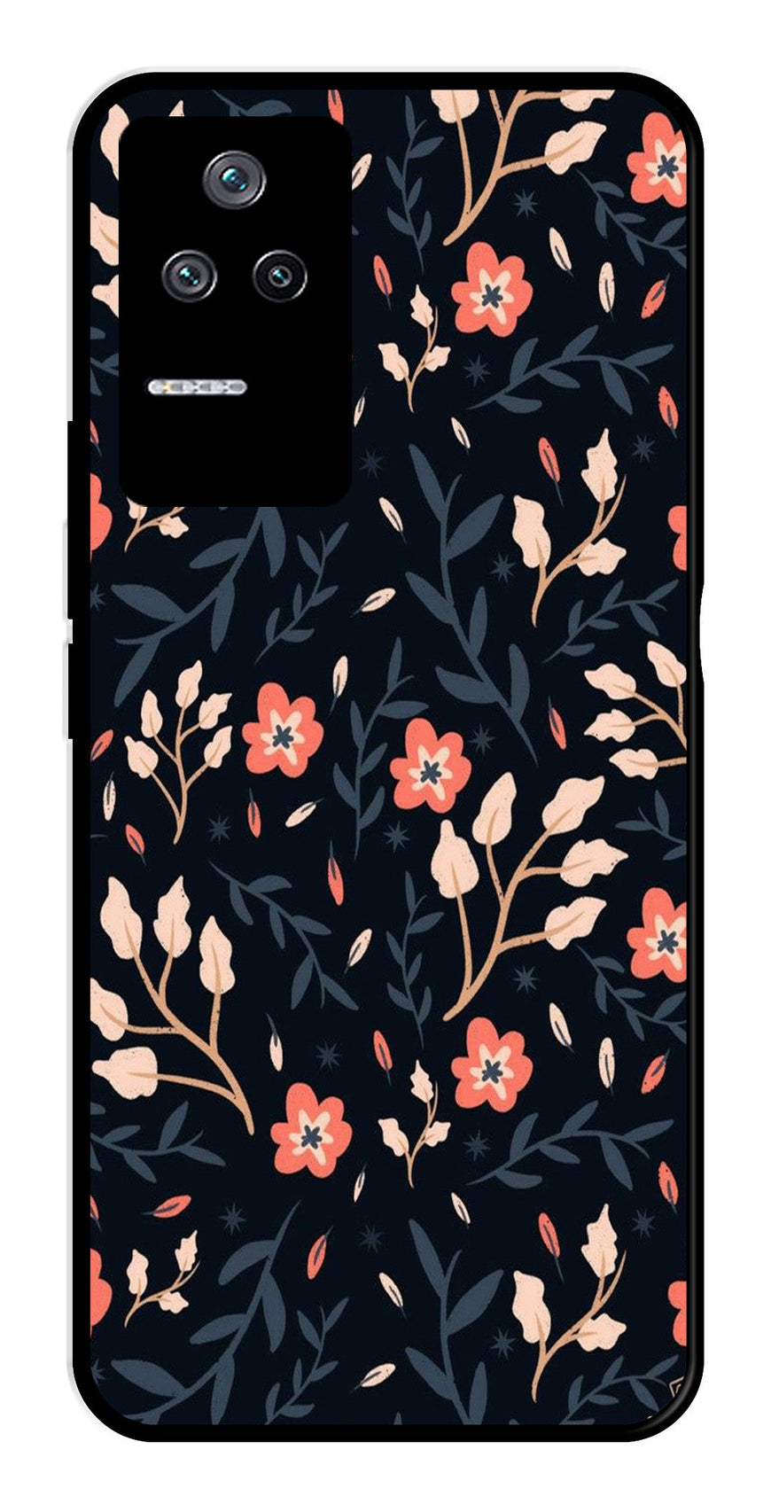 Floral Pattern Metal Mobile Case for Poco F4 5G   (Design No -10)