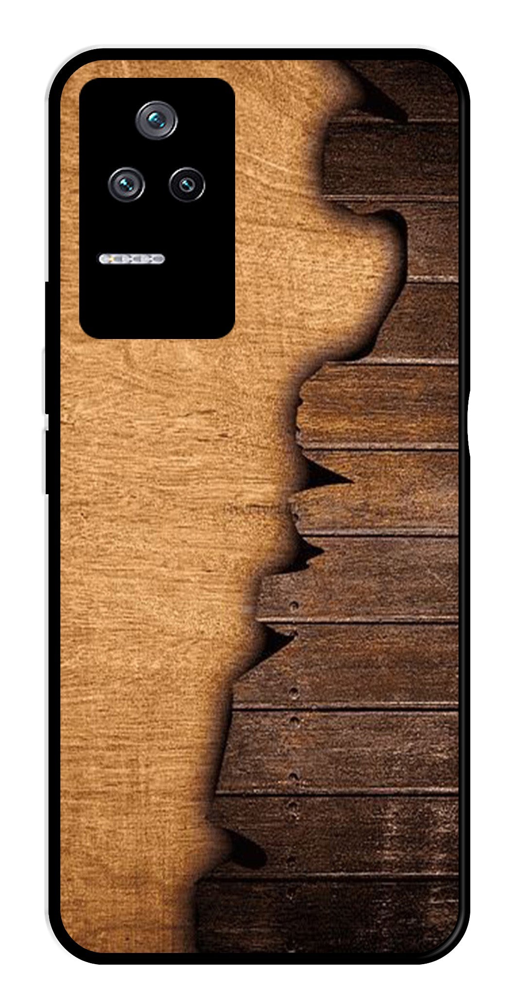 Wooden Design Metal Mobile Case for Poco F4 5G   (Design No -13)