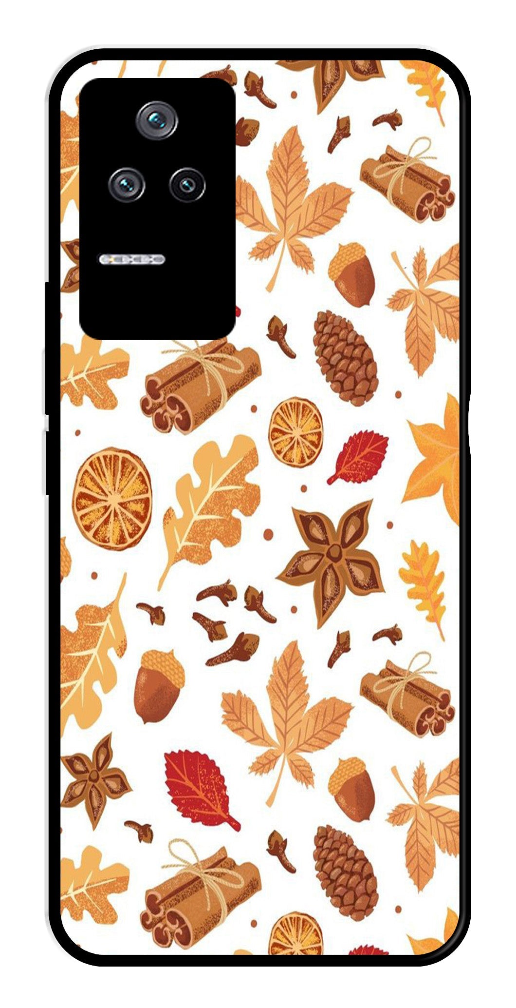 Autumn Leaf Metal Mobile Case for Poco F4 5G   (Design No -19)