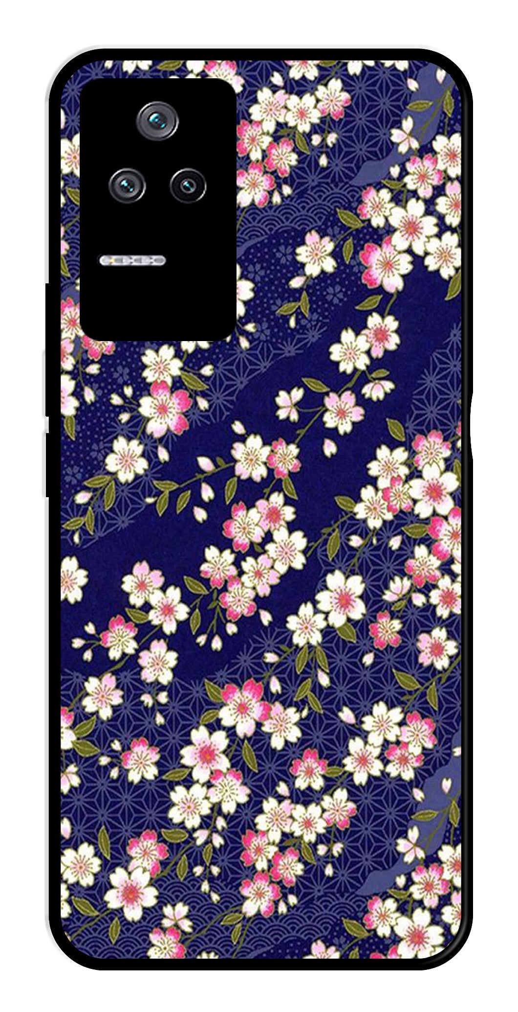 Flower Design Metal Mobile Case for Poco F4 5G   (Design No -25)