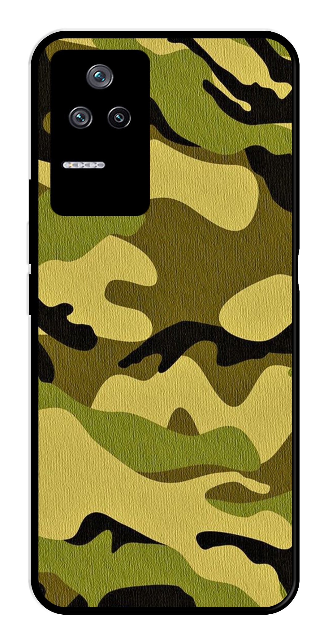 Army Pattern Metal Mobile Case for Poco F4 5G   (Design No -35)