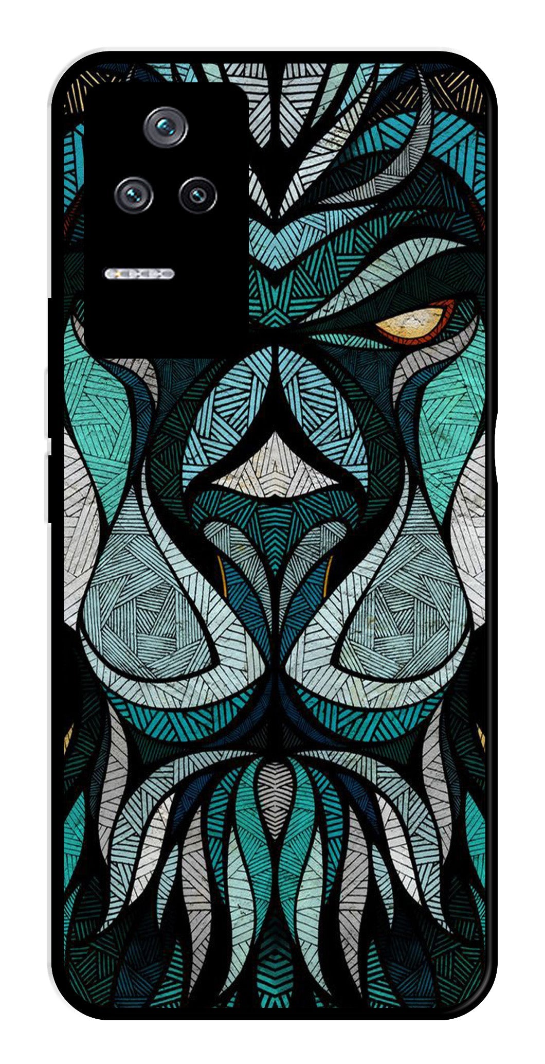 Lion Pattern Metal Mobile Case for Poco F4 5G   (Design No -40)