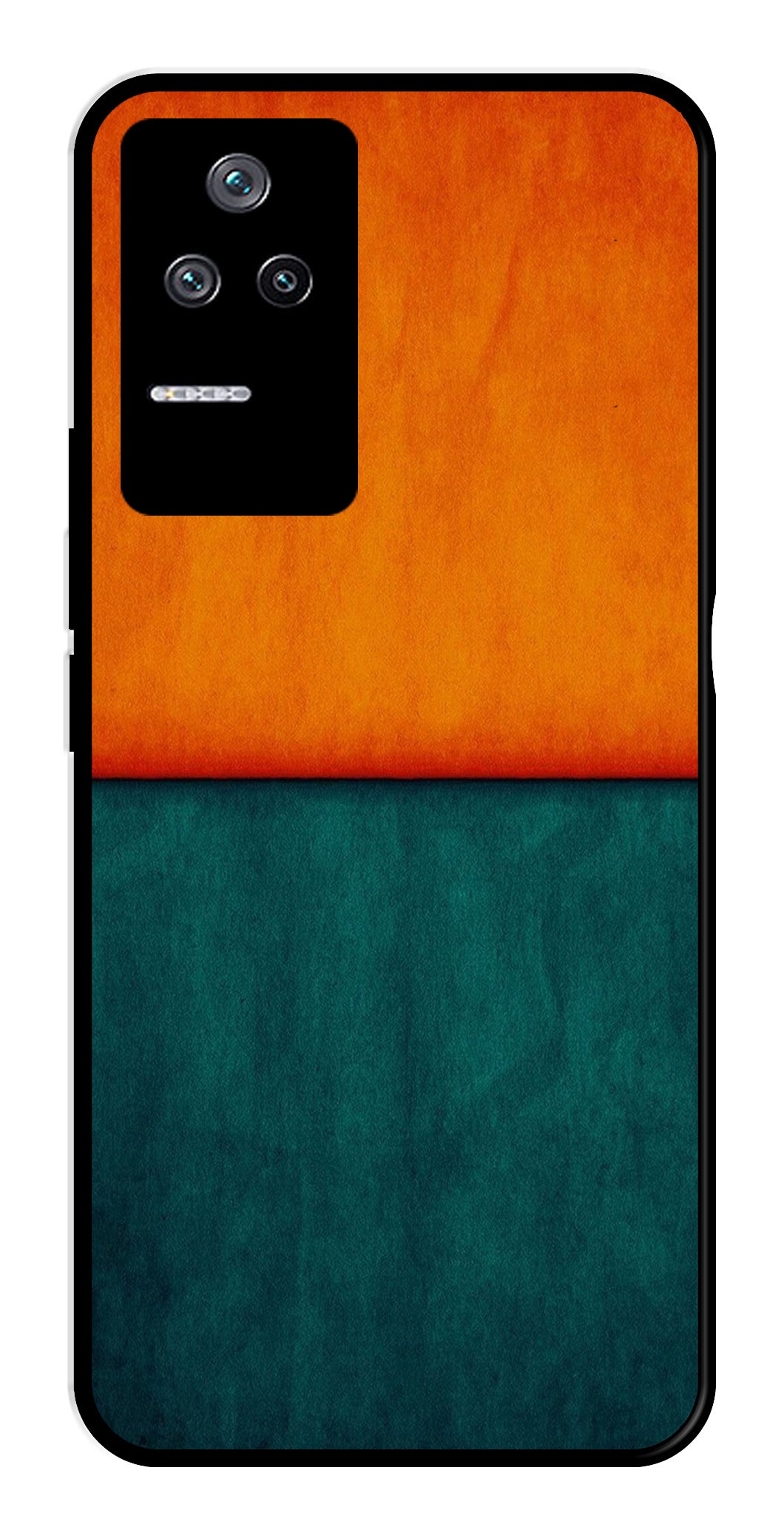 Orange Green Pattern Metal Mobile Case for Poco F4 5G   (Design No -45)