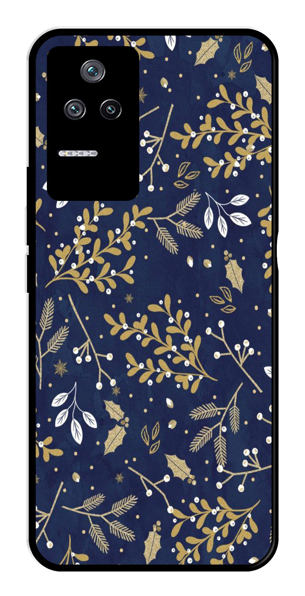 Floral Pattern  Metal Mobile Case for Poco F4 5G   (Design No -52)