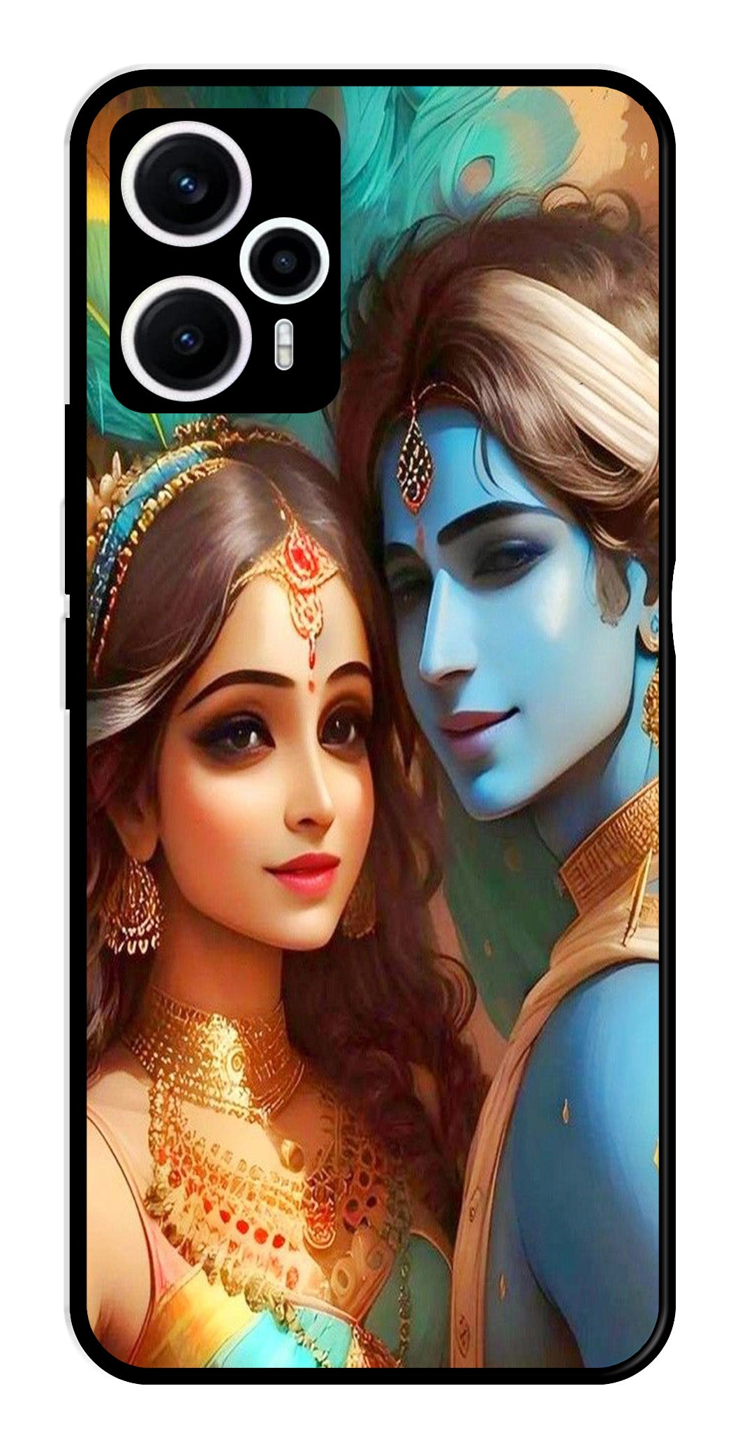 Lord Radha Krishna Metal Mobile Case for Poco F5 5G   (Design No -01)