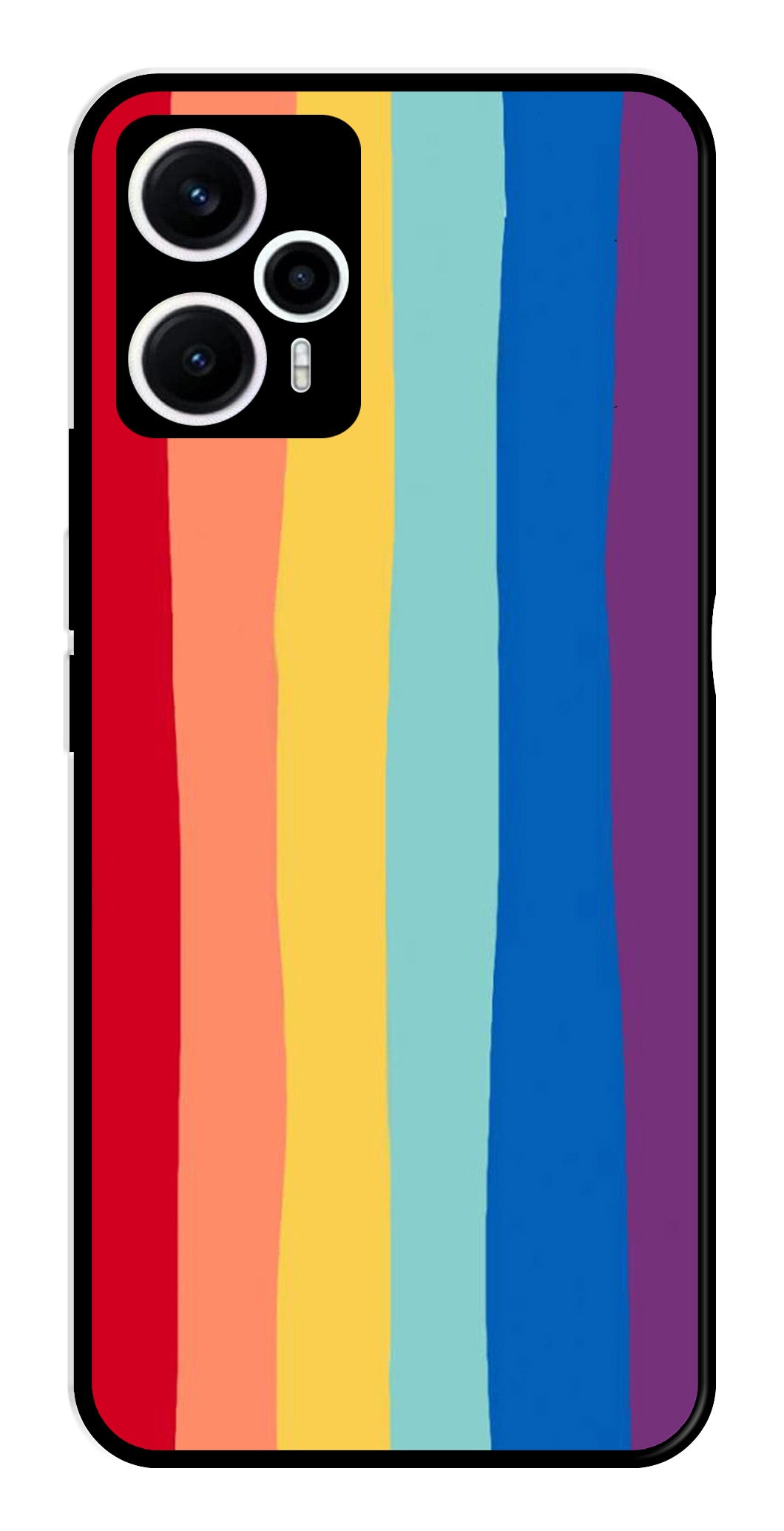 Rainbow MultiColor Metal Mobile Case for Poco F5 5G   (Design No -03)