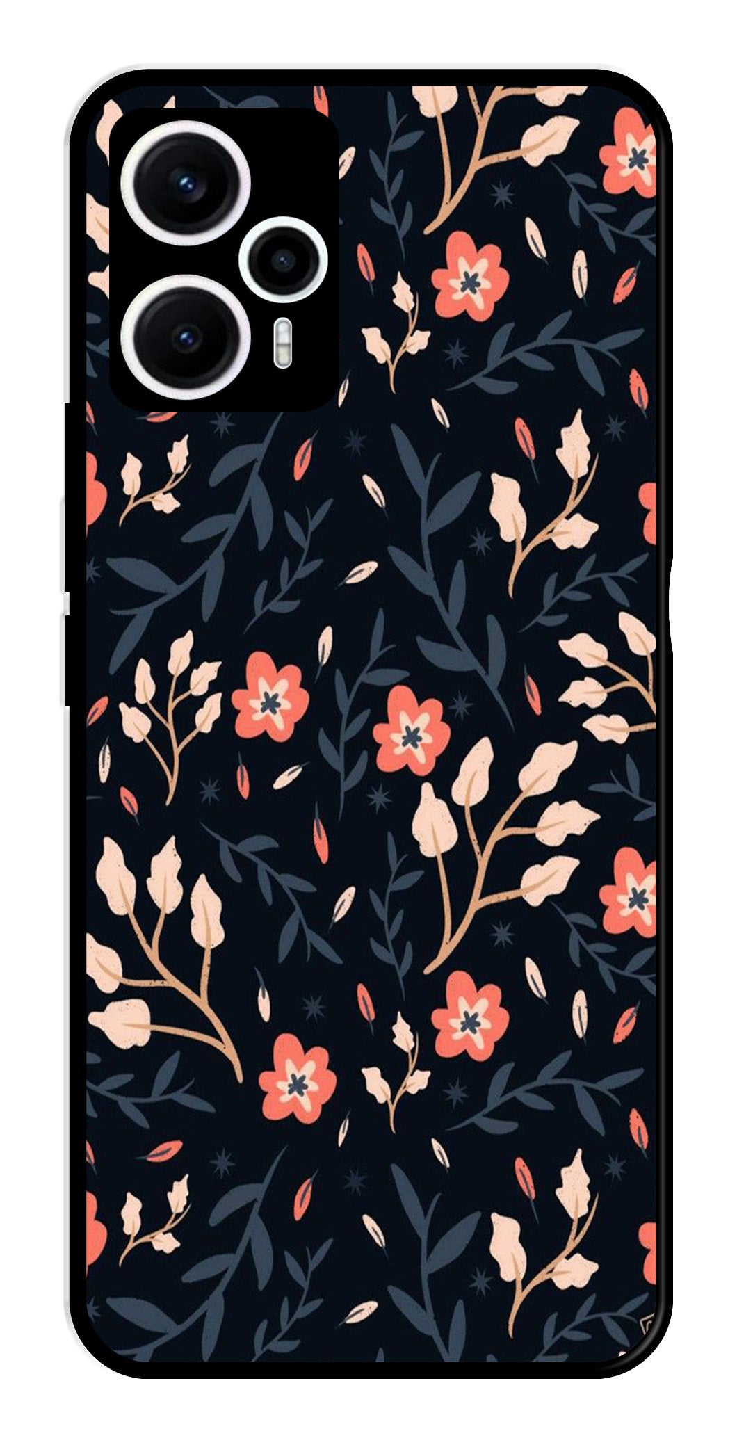 Floral Pattern Metal Mobile Case for Poco F5 5G   (Design No -10)