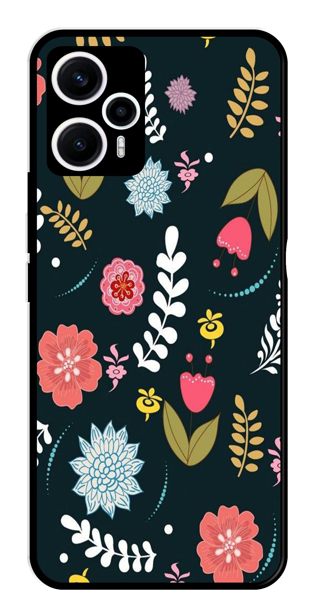 Floral Pattern2 Metal Mobile Case for Poco F5 5G   (Design No -12)