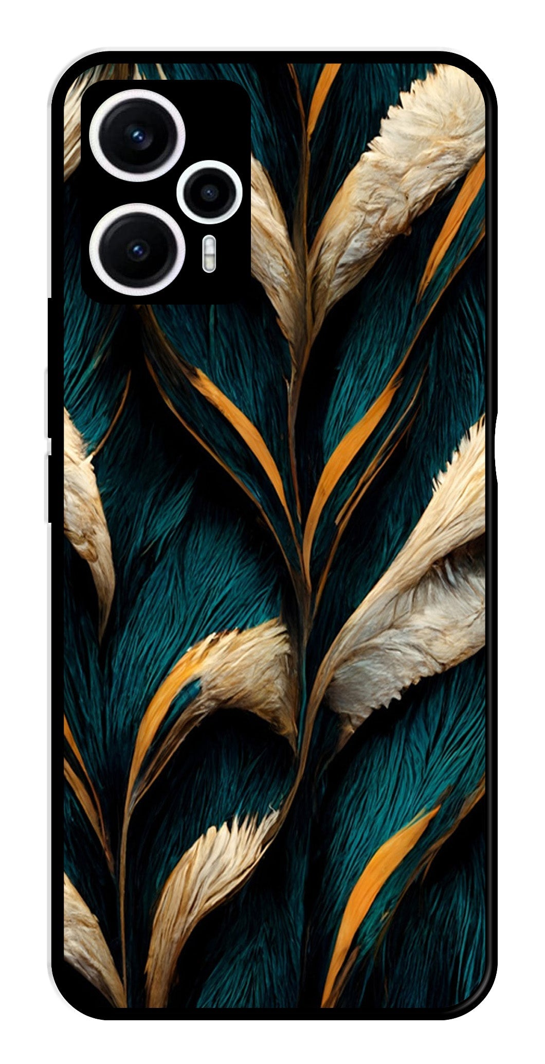 Feathers Metal Mobile Case for Poco F5 5G   (Design No -30)