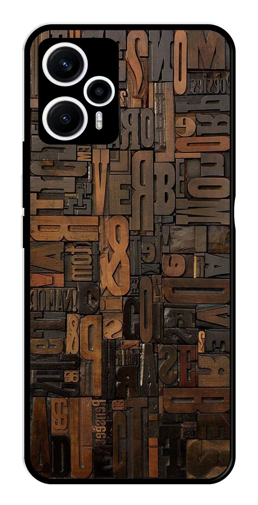 Alphabets Metal Mobile Case for Poco F5 5G   (Design No -32)