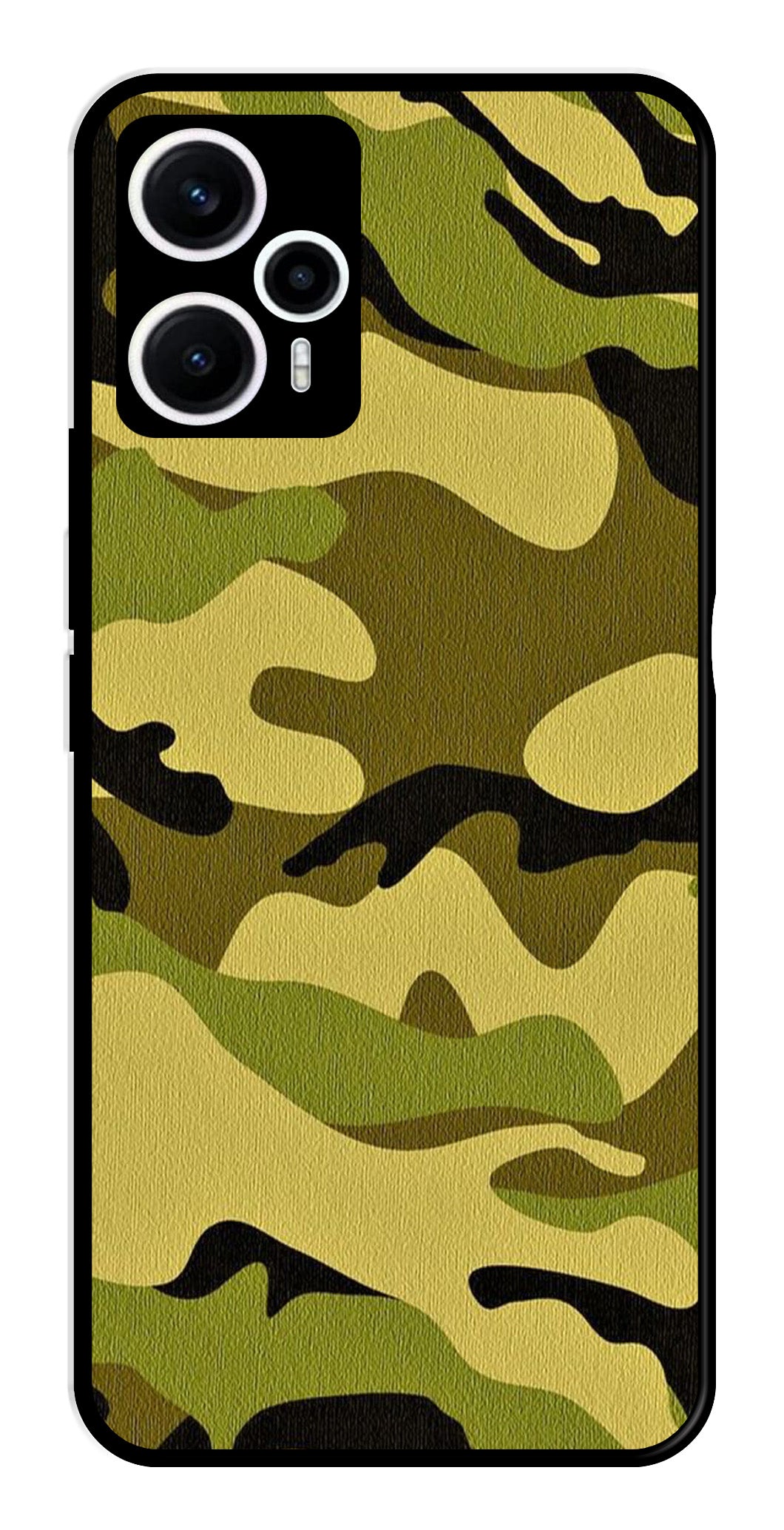 Army Pattern Metal Mobile Case for Poco F5 5G   (Design No -35)