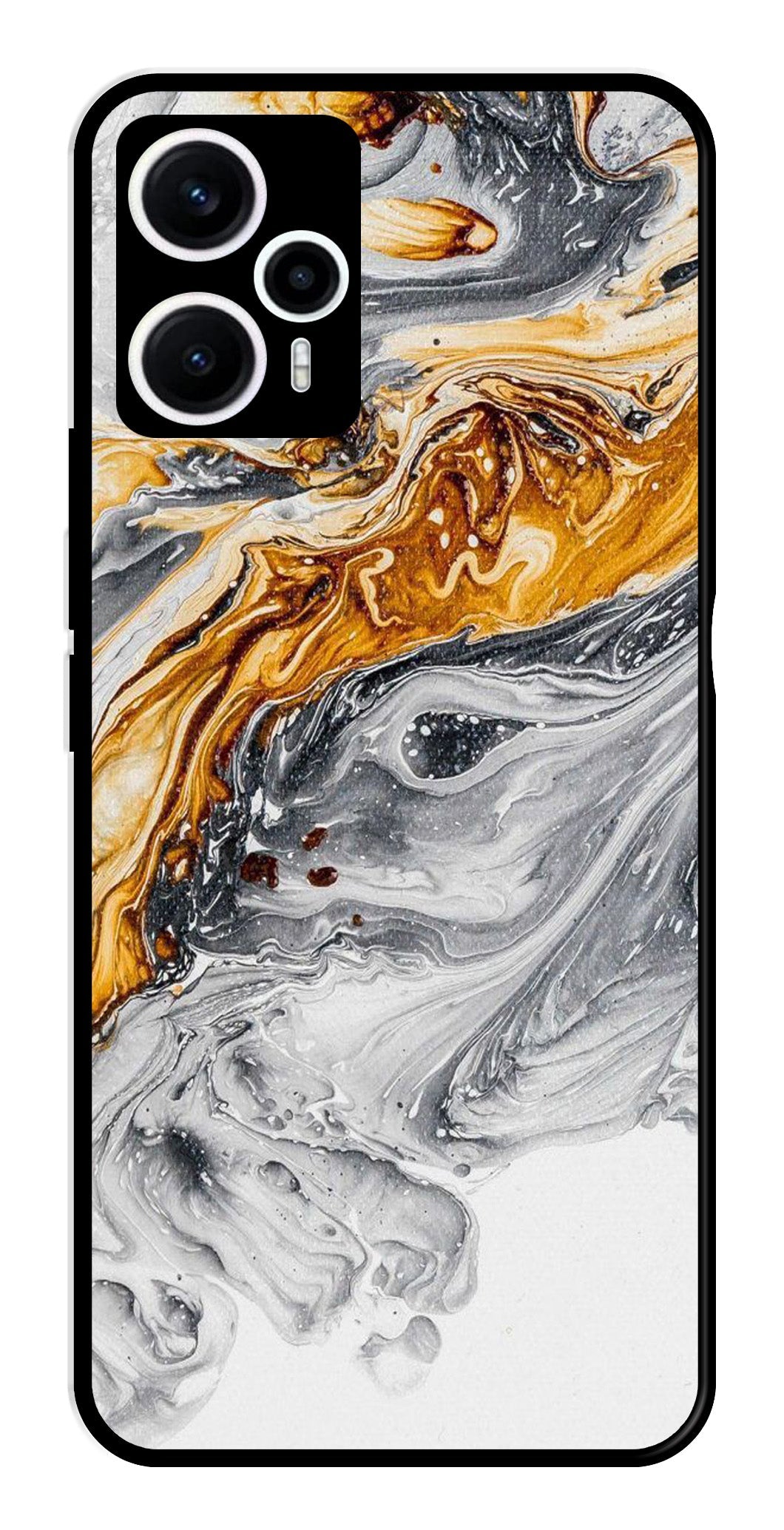 Marble Pattern Metal Mobile Case for Poco F5 5G   (Design No -36)