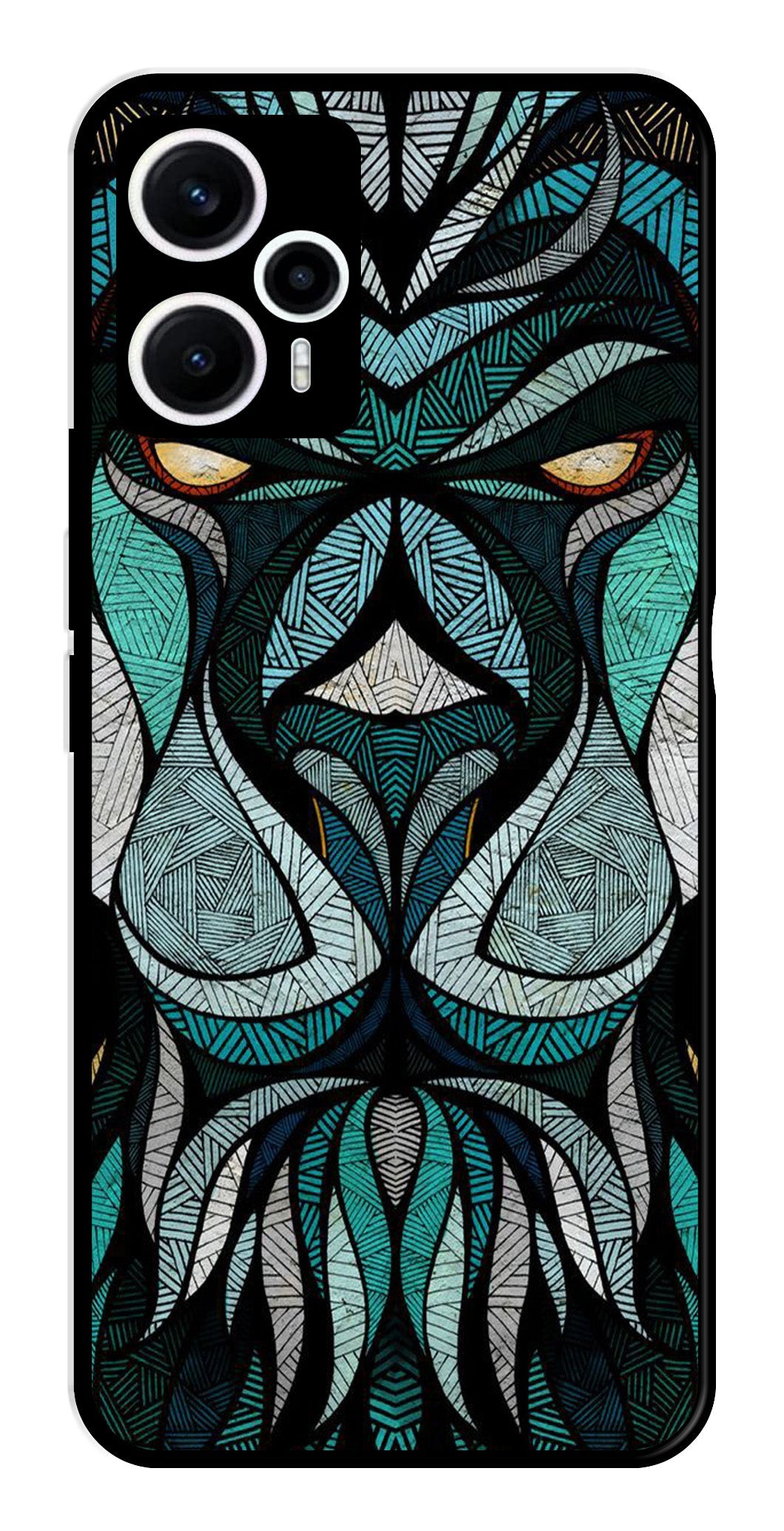 Lion Pattern Metal Mobile Case for Poco F5 5G   (Design No -40)