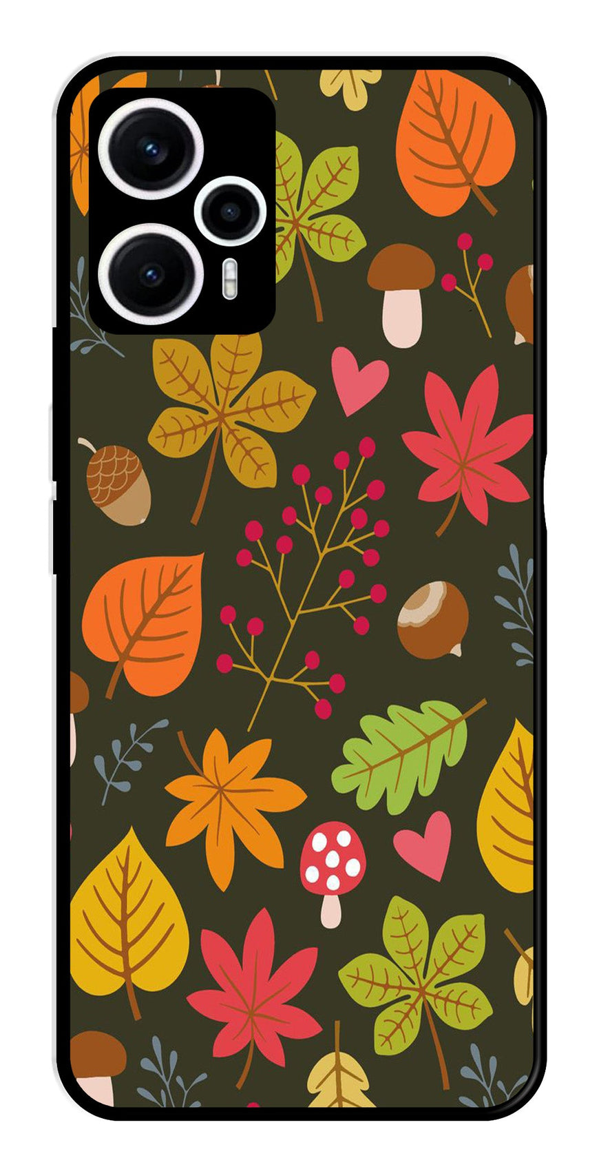 Leaves Design Metal Mobile Case for Poco F5 5G   (Design No -51)