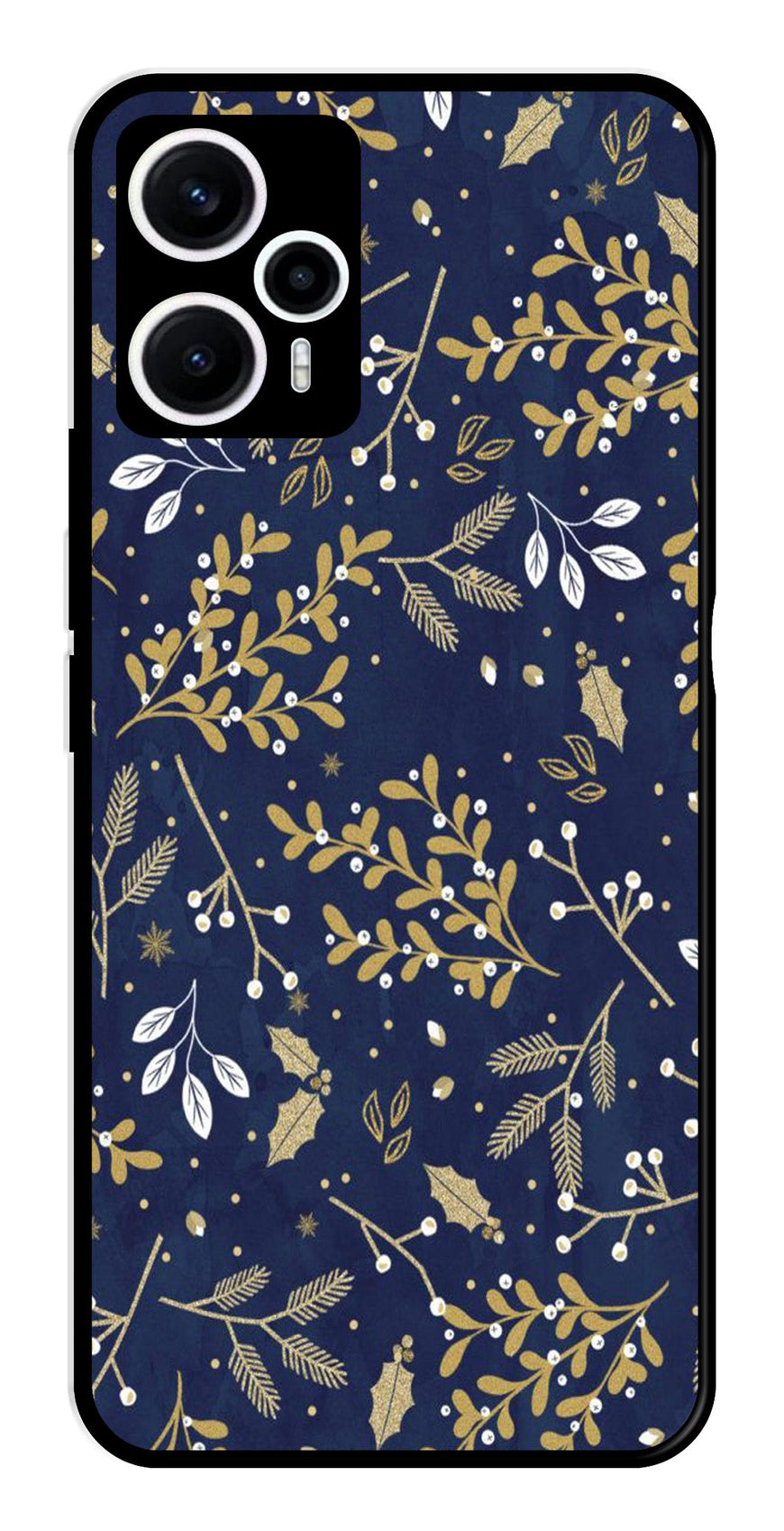 Floral Pattern  Metal Mobile Case for Poco F5 5G   (Design No -52)