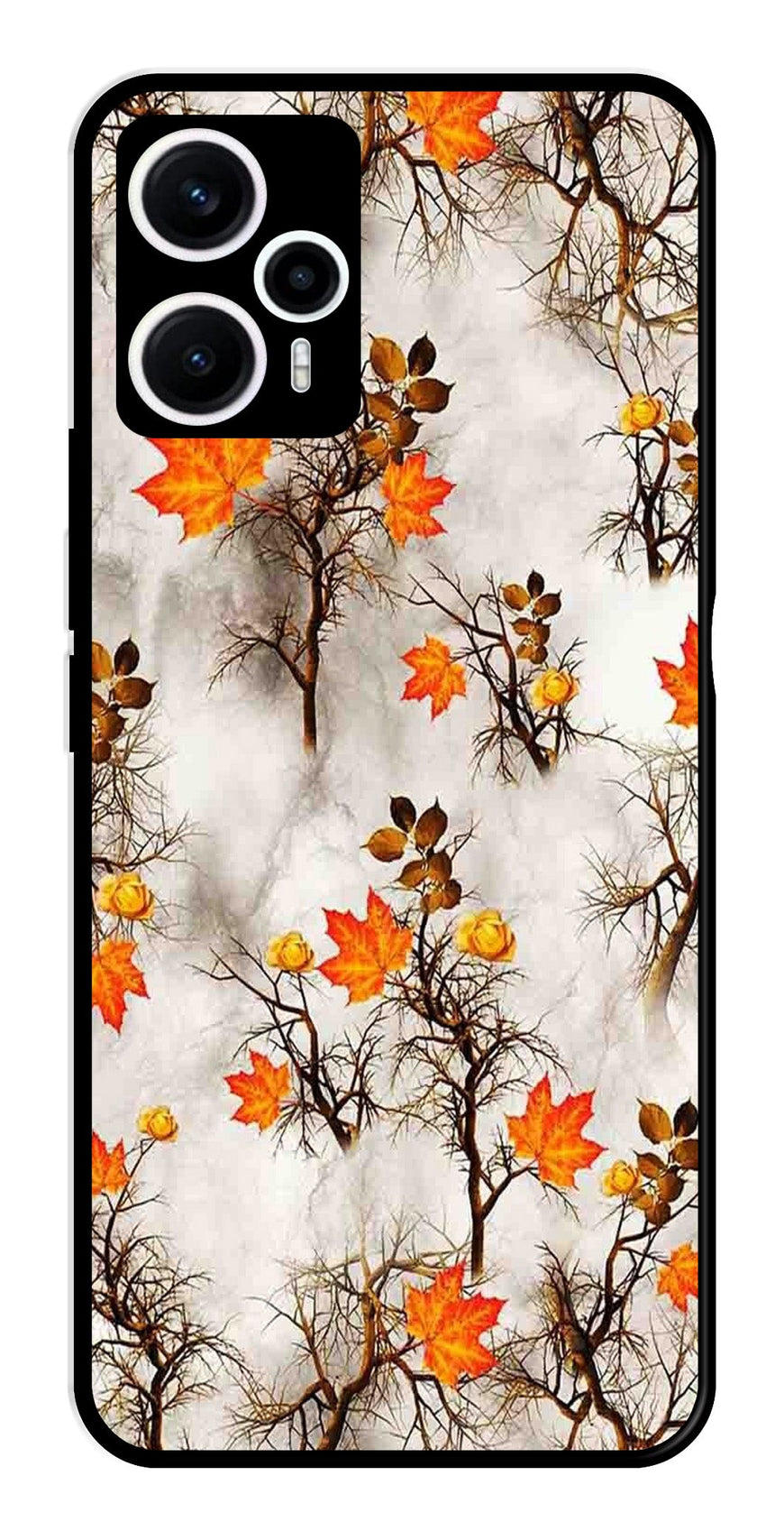 Autumn leaves Metal Mobile Case for Poco F5 5G   (Design No -55)