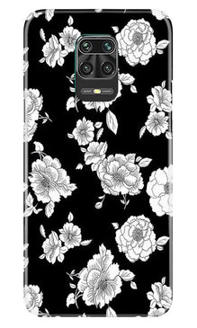 White flowers Black Background Mobile Back Case for Poco M2 Pro (Design - 9)