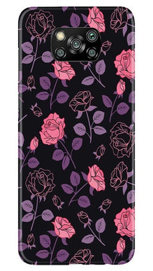 Rose Black Background Mobile Back Case for Poco X3 (Design - 27)