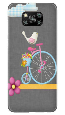Sparron with cycle Mobile Back Case for Poco X3 (Design - 34)