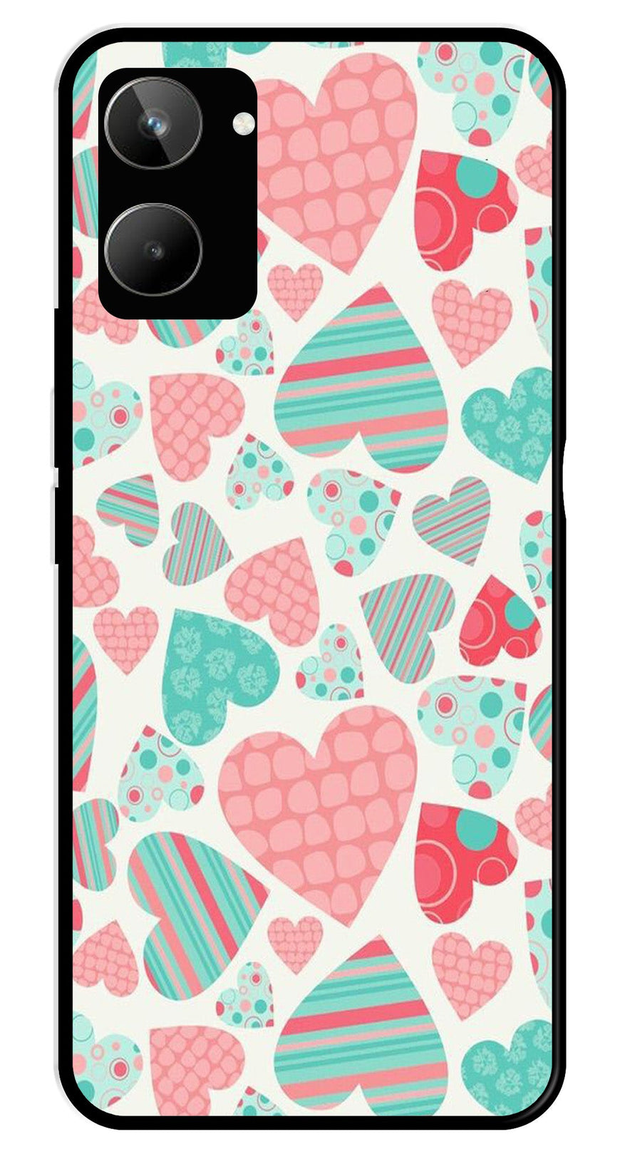 Hearts Pattern Metal Mobile Case for Realme 10   (Design No -22)