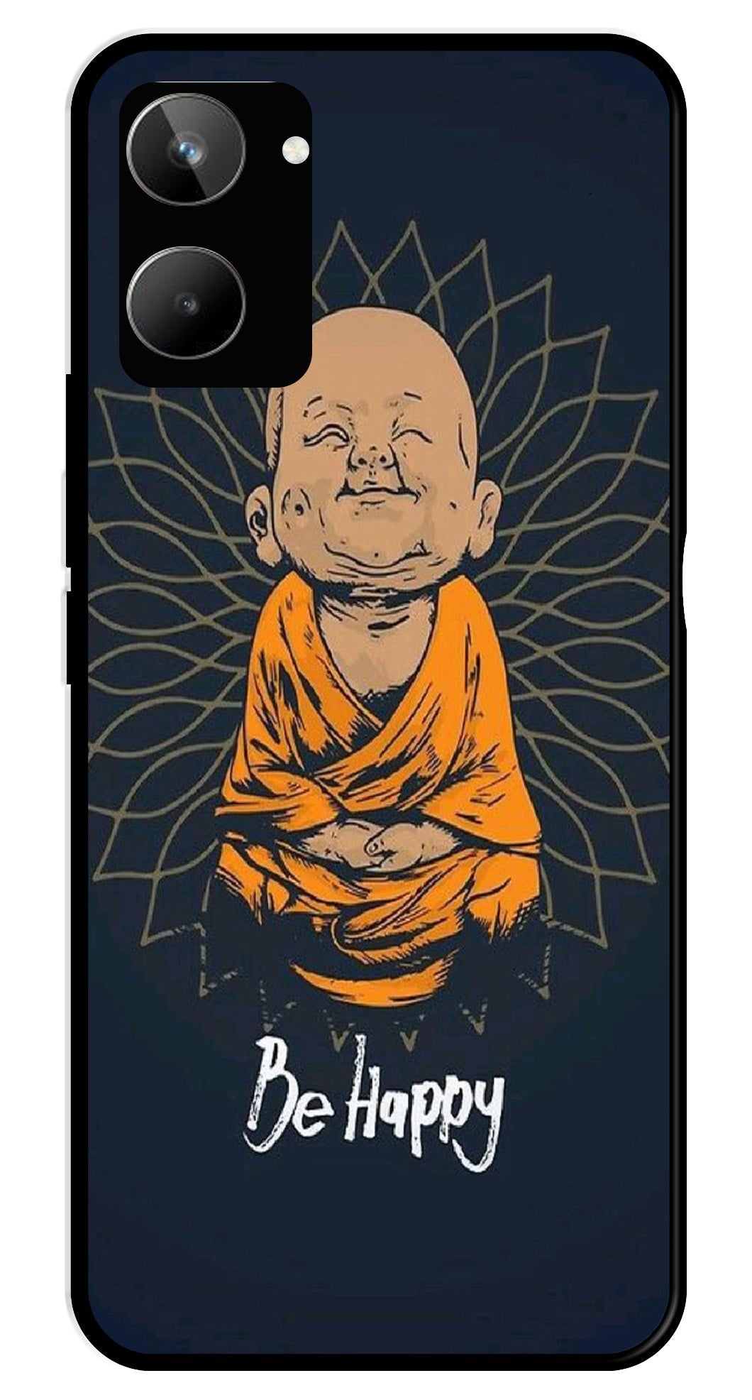 Be Happy Metal Mobile Case for Realme 10   (Design No -27)