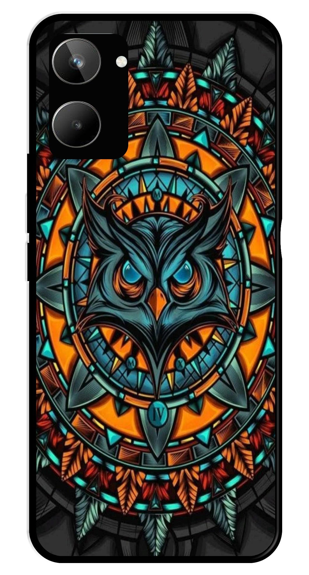 Owl Pattern Metal Mobile Case for Realme 10   (Design No -42)