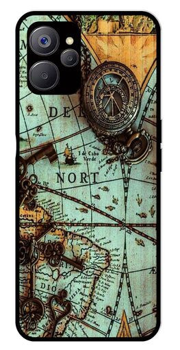 Map Design Metal Mobile Case for Realme 9i 5G   (Design No -54)