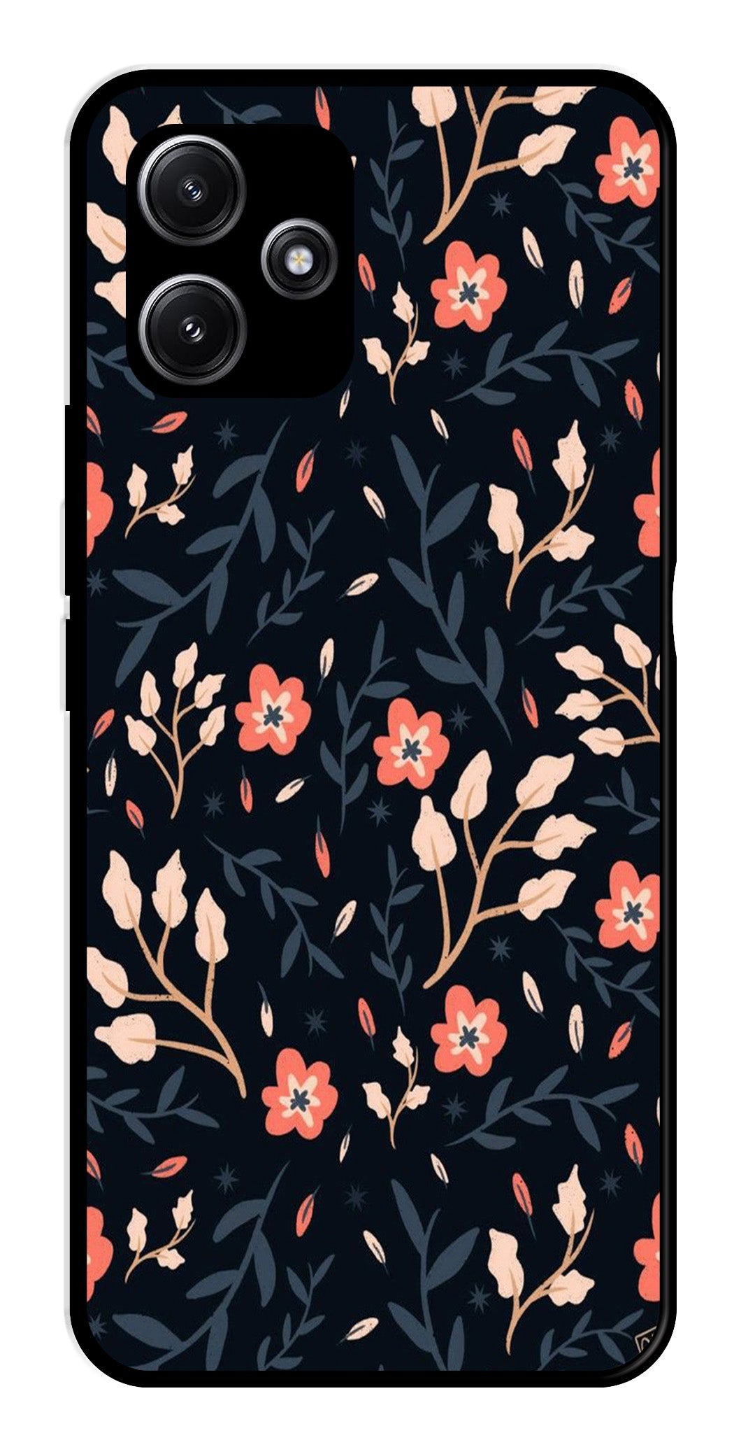 Floral Pattern Metal Mobile Case for Poco M6 Pro 5G   (Design No -10)