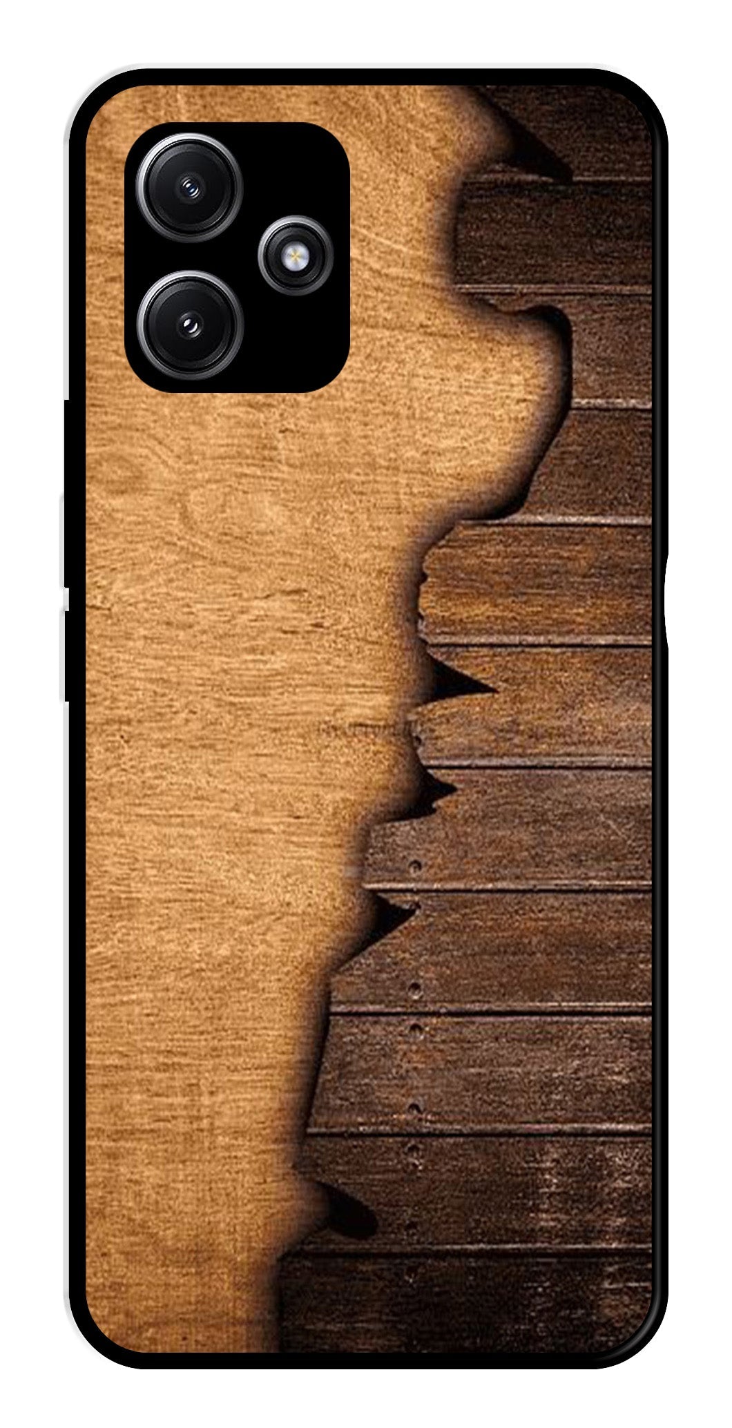 Wooden Design Metal Mobile Case for Poco M6 Pro 5G   (Design No -13)