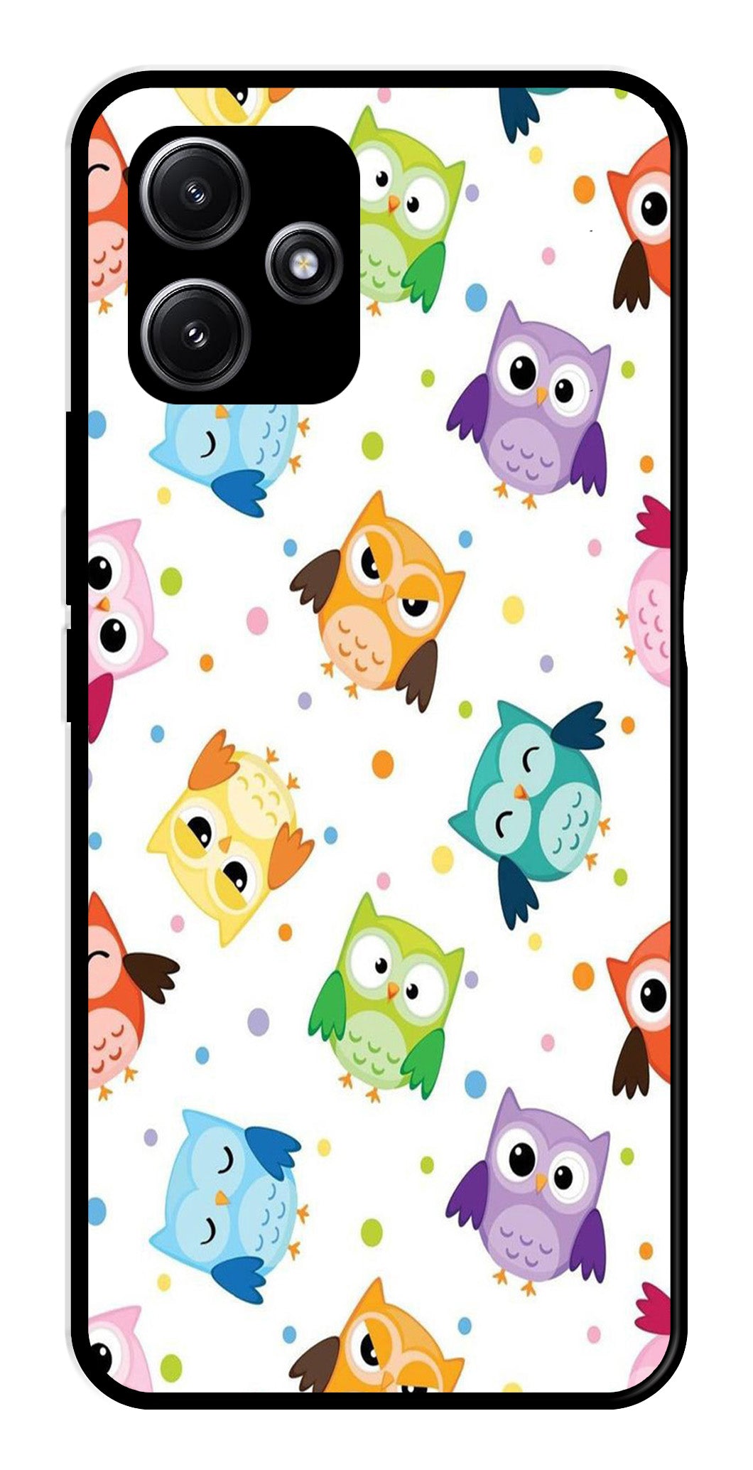 Owls Pattern Metal Mobile Case for Poco M6 Pro 5G   (Design No -20)