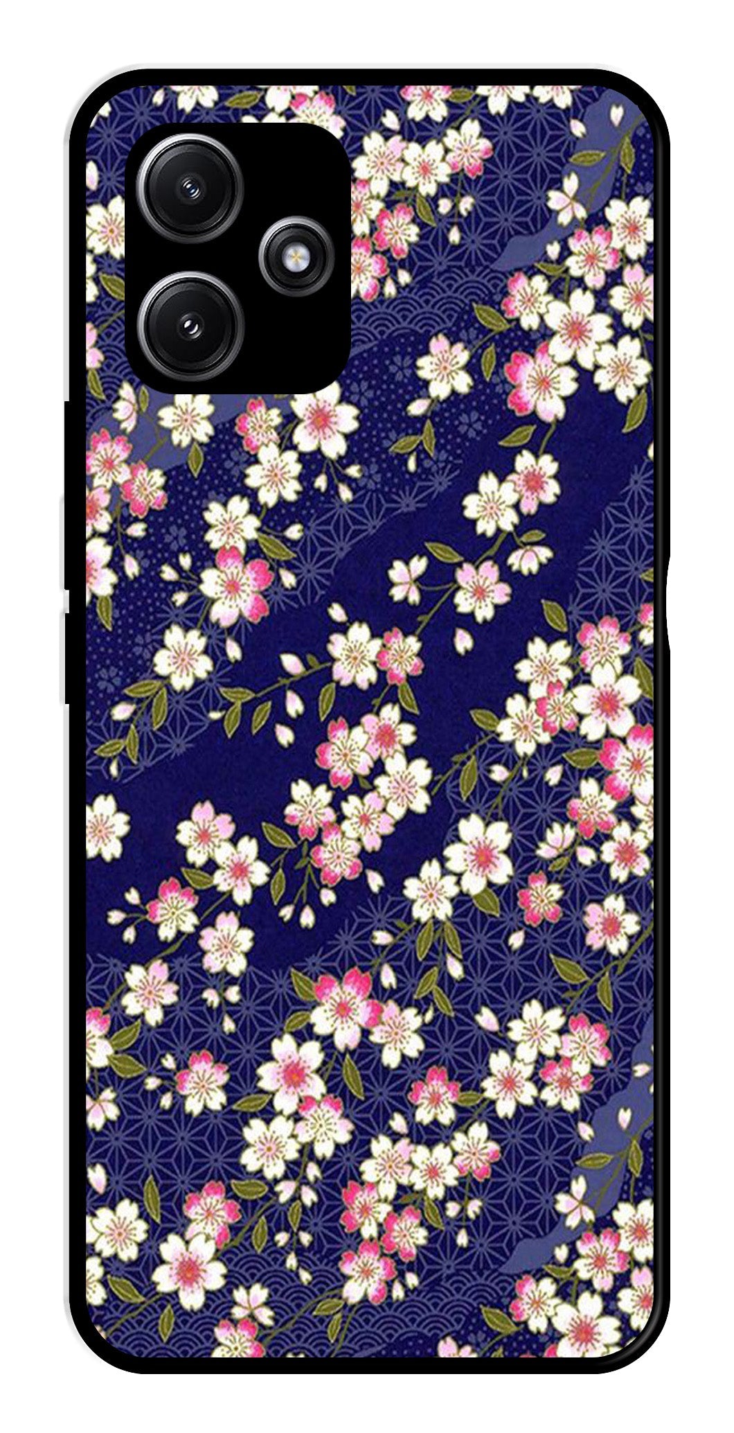 Flower Design Metal Mobile Case for Poco M6 Pro 5G   (Design No -25)