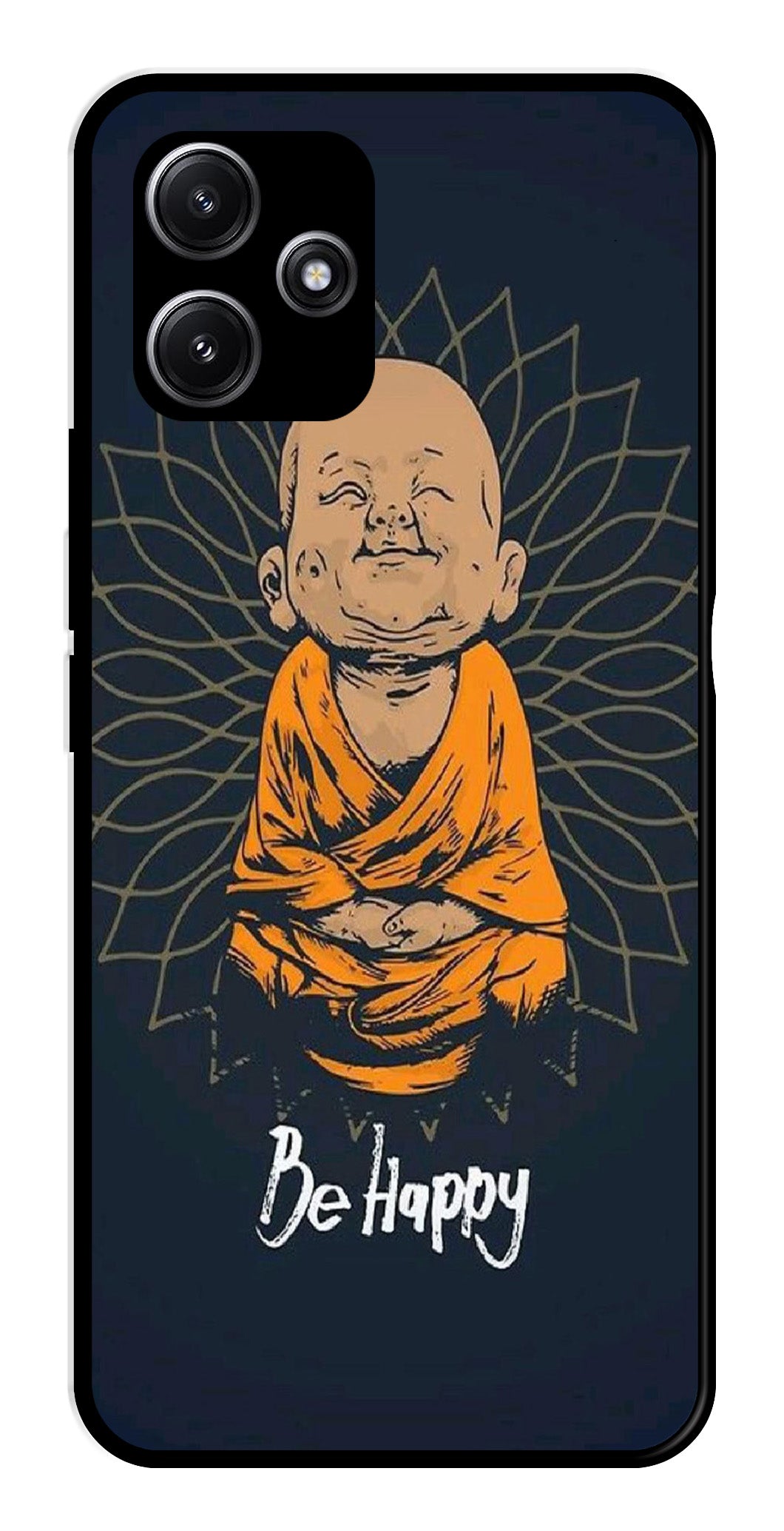 Be Happy Metal Mobile Case for Poco M6 Pro 5G   (Design No -27)