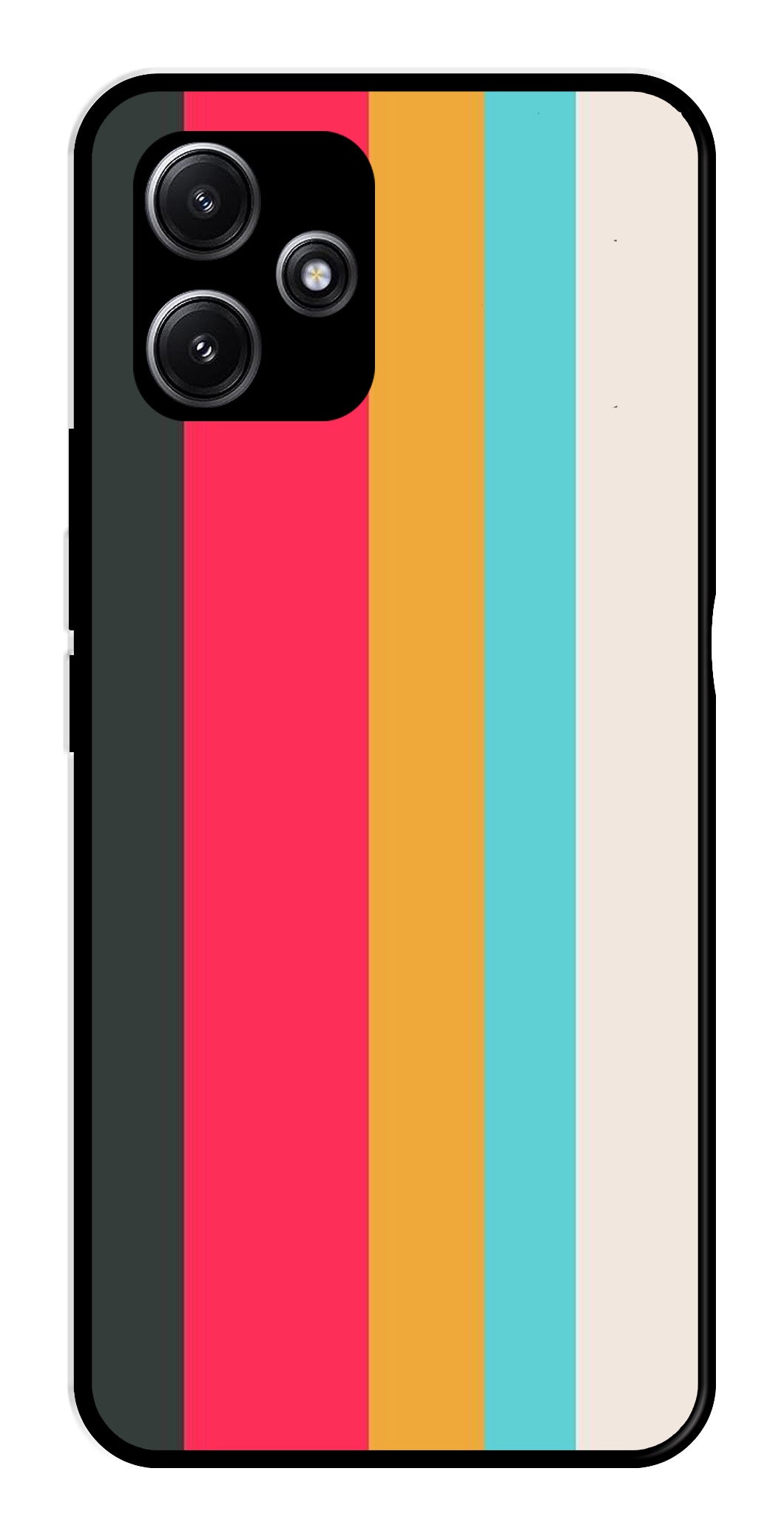 Muted Rainbow Metal Mobile Case for Poco M6 Pro 5G   (Design No -31)