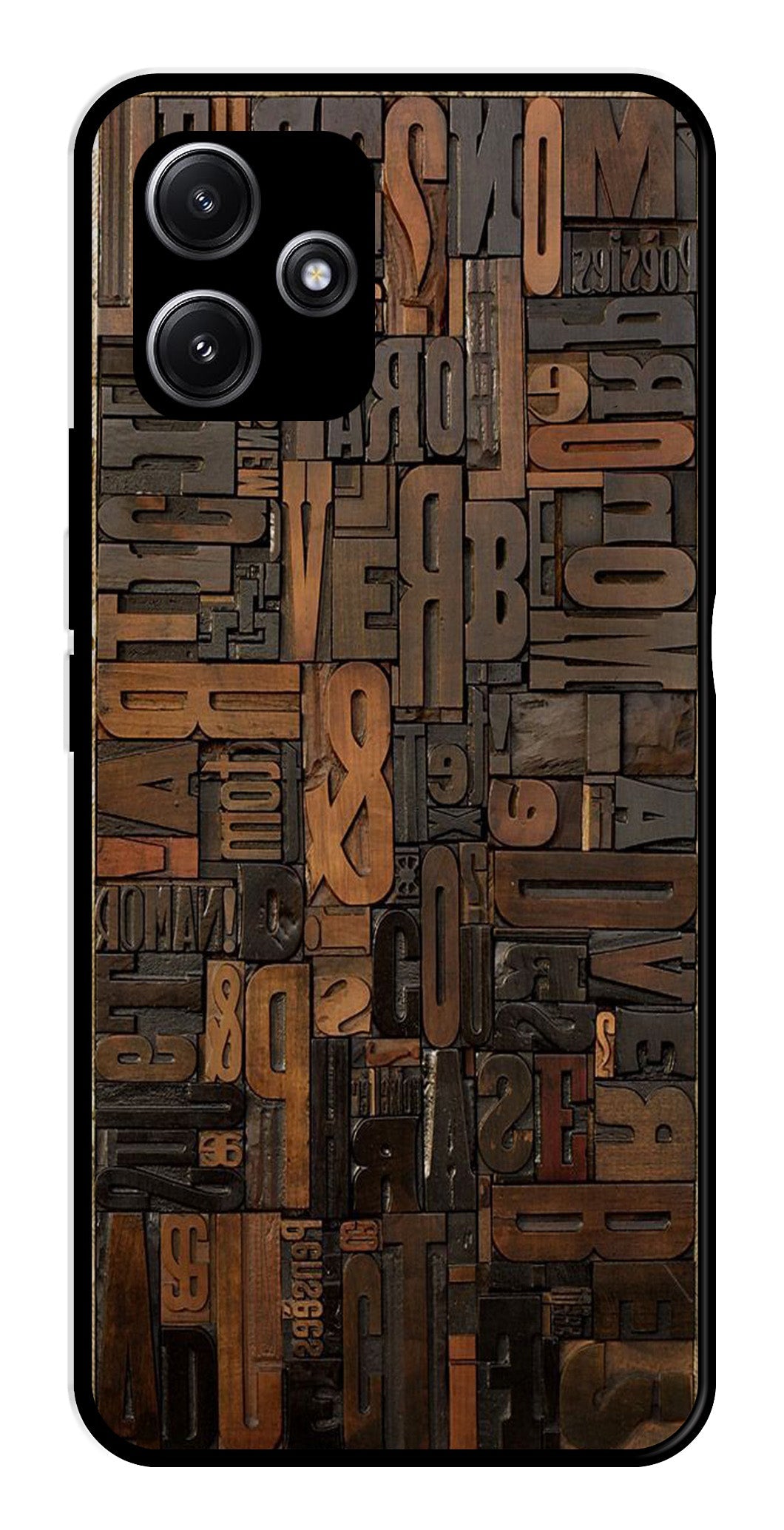 Alphabets Metal Mobile Case for Poco M6 Pro 5G   (Design No -32)