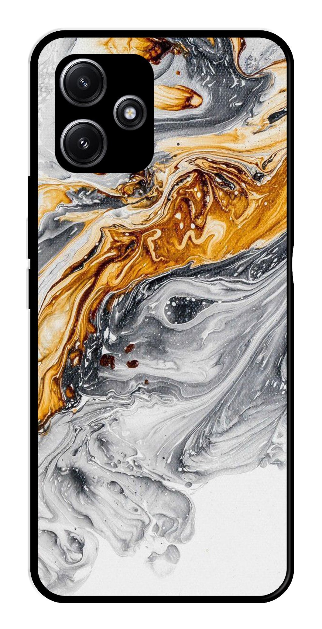 Marble Pattern Metal Mobile Case for Poco M6 Pro 5G   (Design No -36)