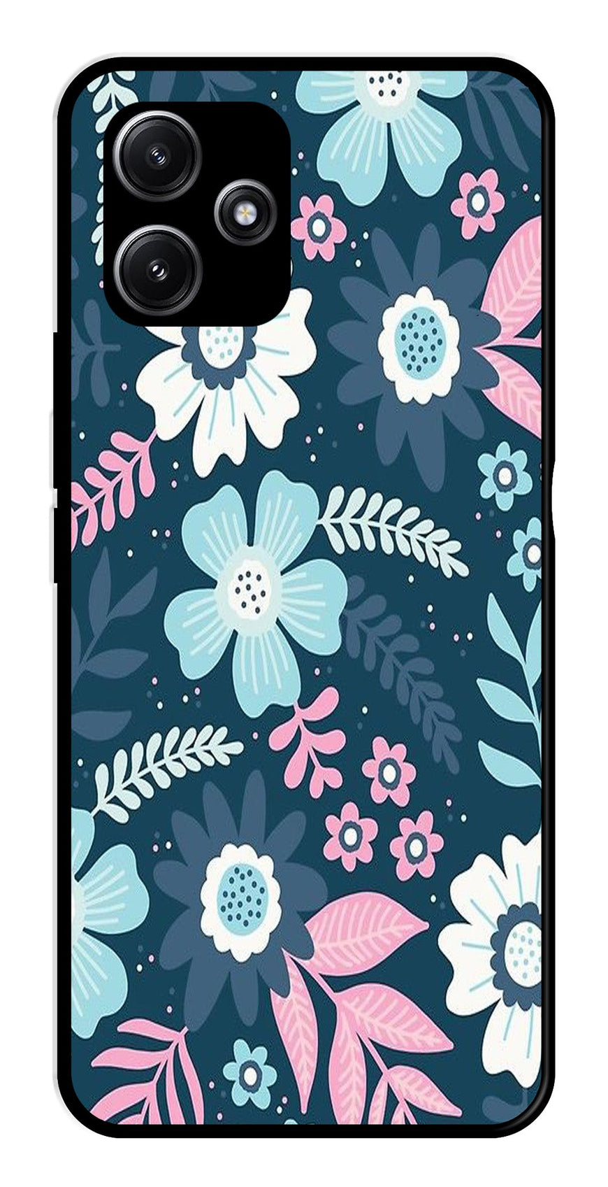 Flower Leaves Design Metal Mobile Case for Poco M6 Pro 5G   (Design No -50)