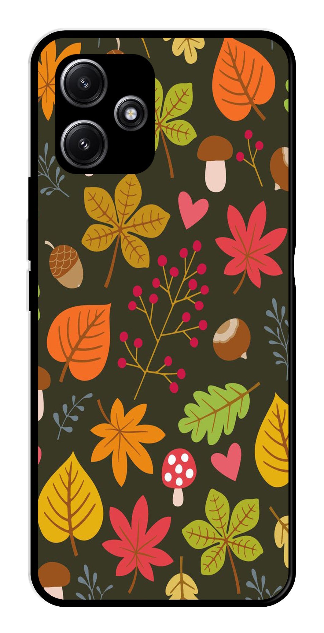 Leaves Design Metal Mobile Case for Poco M6 Pro 5G   (Design No -51)