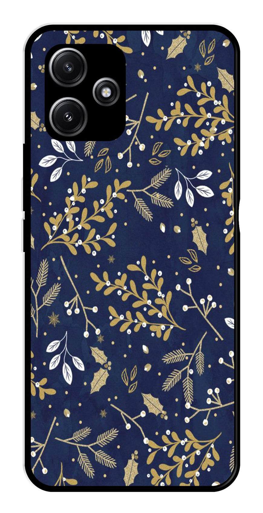 Floral Pattern  Metal Mobile Case for Poco M6 Pro 5G   (Design No -52)