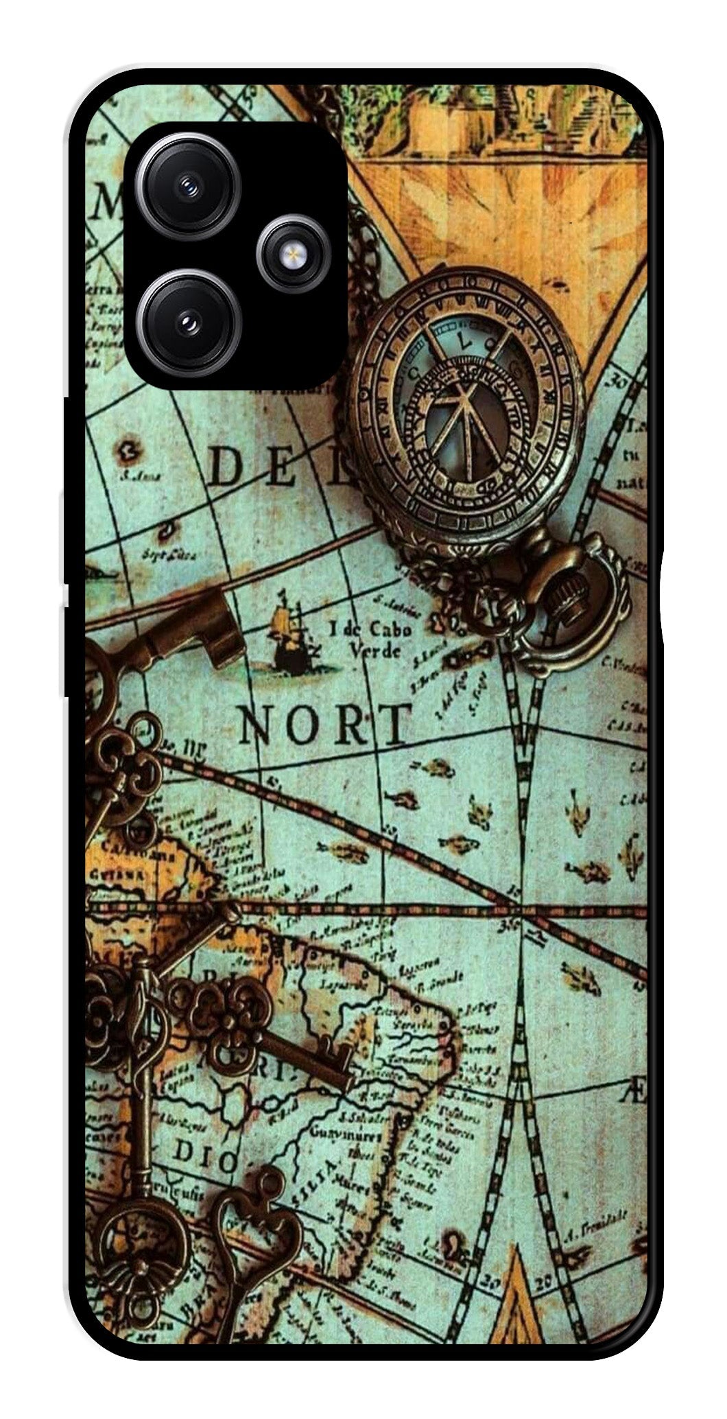 Map Design Metal Mobile Case for Poco M6 Pro 5G   (Design No -54)