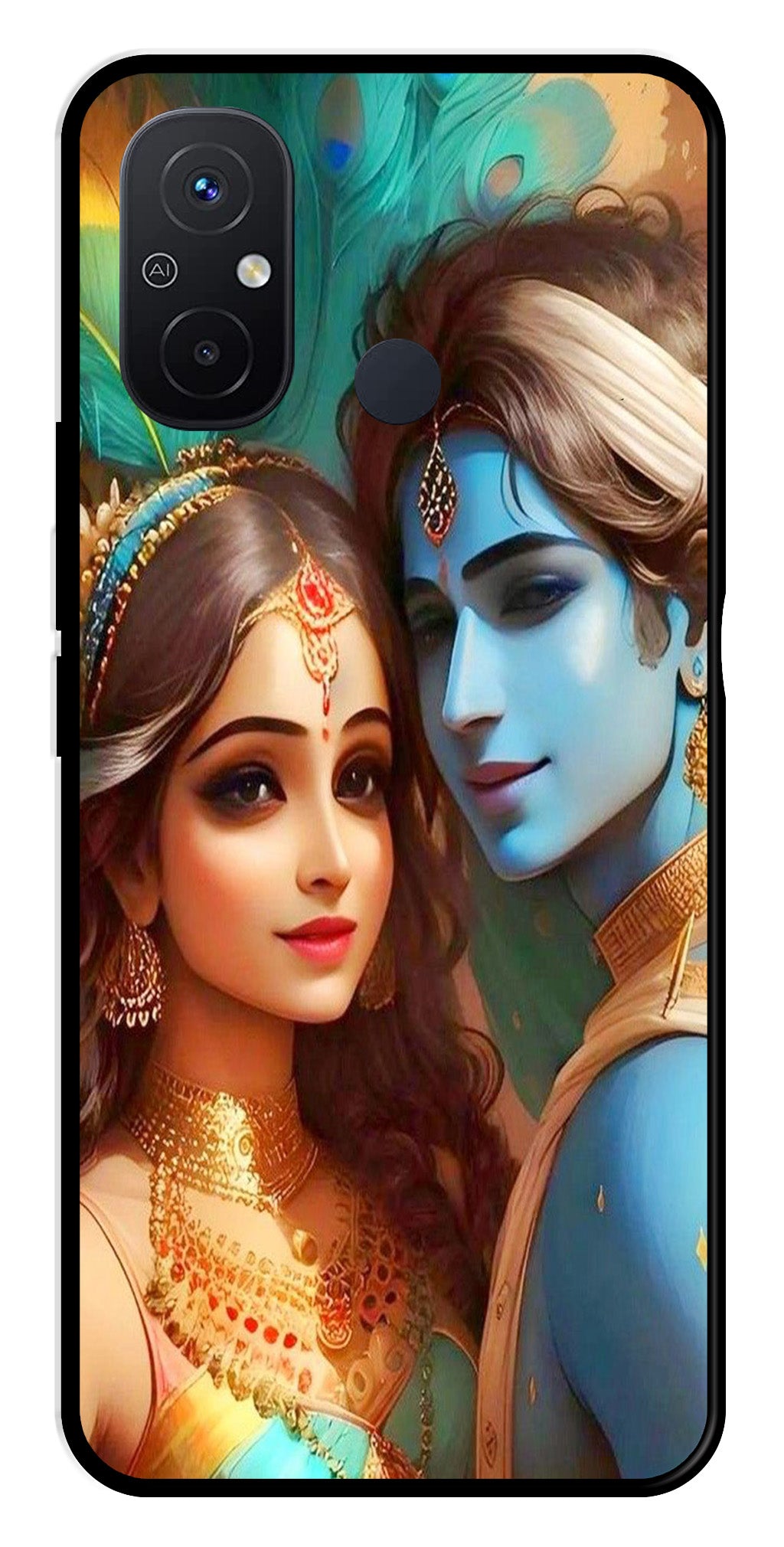 Lord Radha Krishna Metal Mobile Case for Poco C55   (Design No -01)