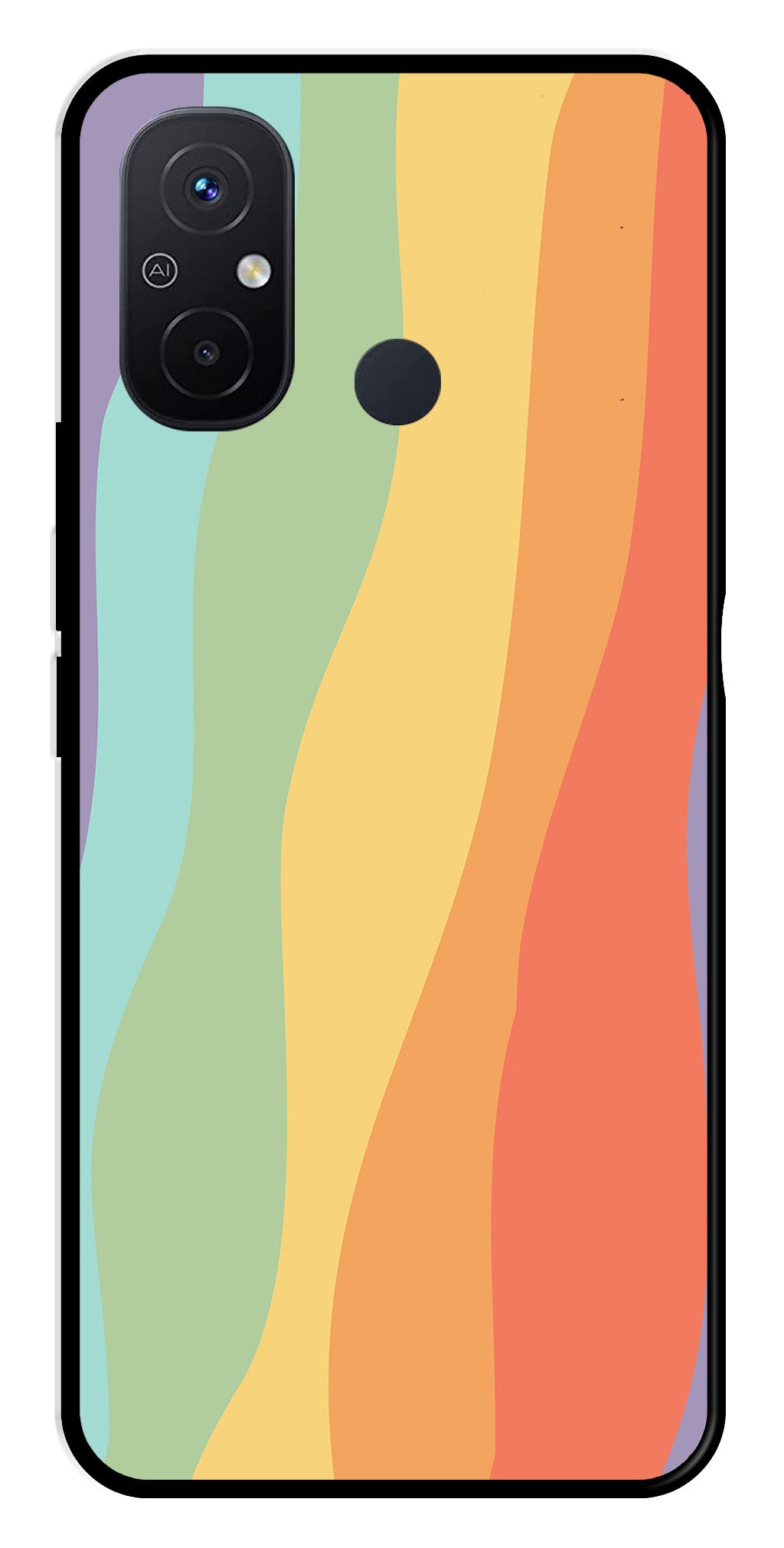 Muted Rainbow Metal Mobile Case for Poco C55   (Design No -02)