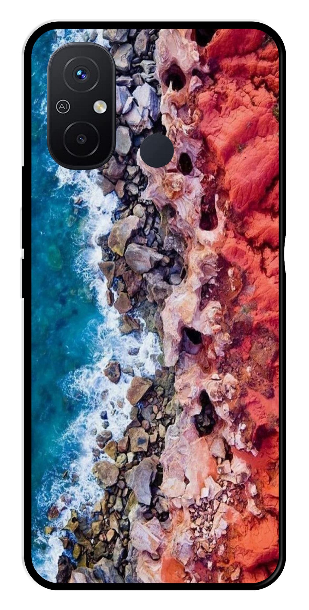 Sea Shore Metal Mobile Case for Poco C55   (Design No -18)