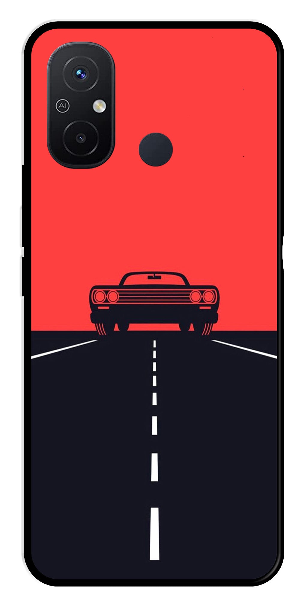 Car Lover Metal Mobile Case for Poco C55   (Design No -21)