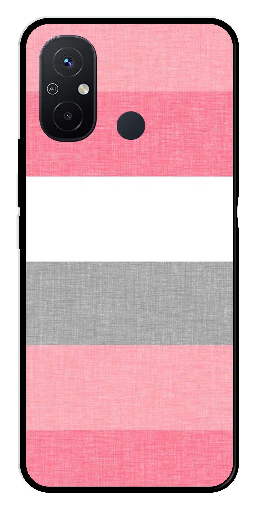 Pink Pattern Metal Mobile Case for Poco C55   (Design No -23)