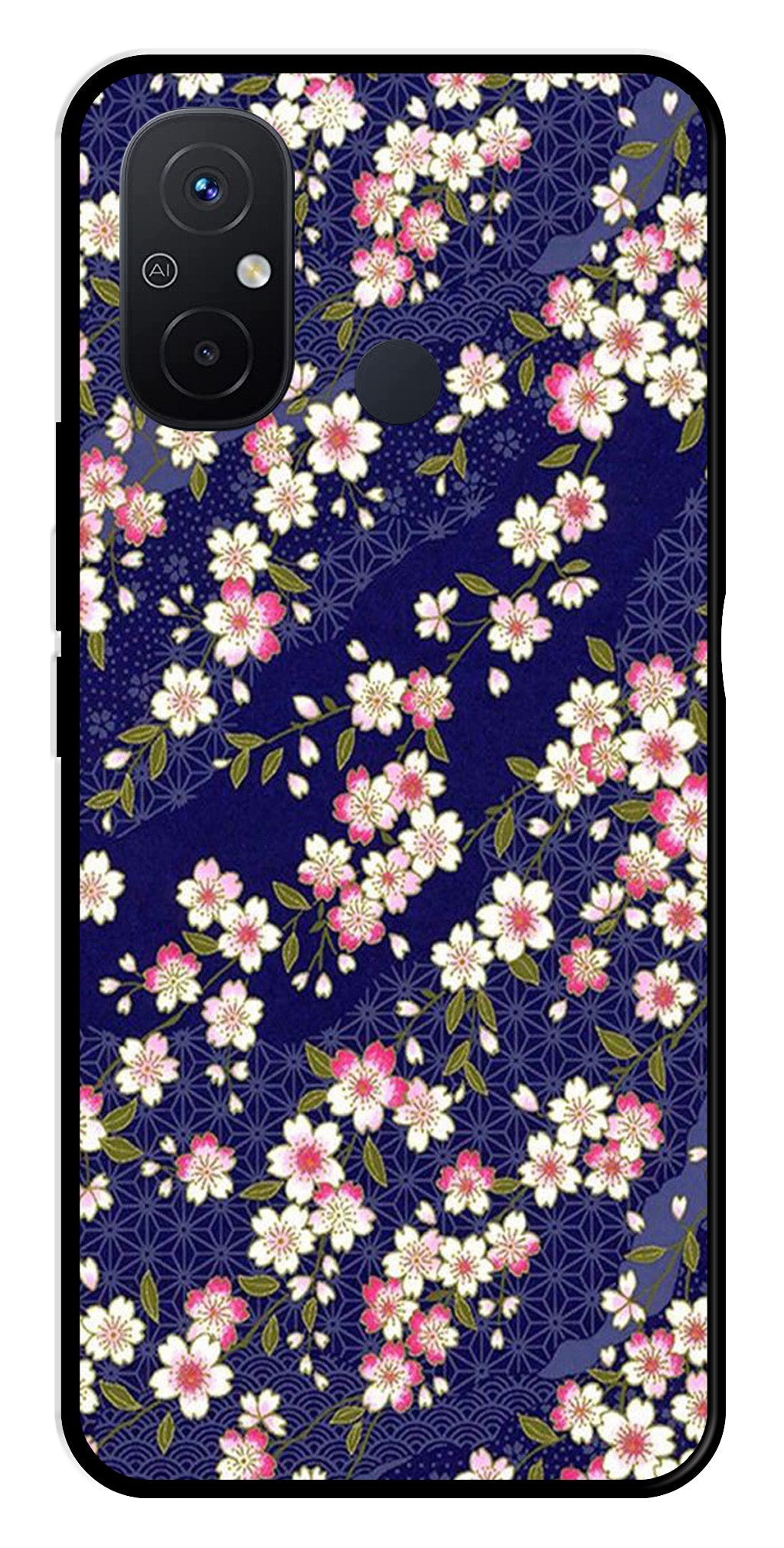 Flower Design Metal Mobile Case for Poco C55   (Design No -25)