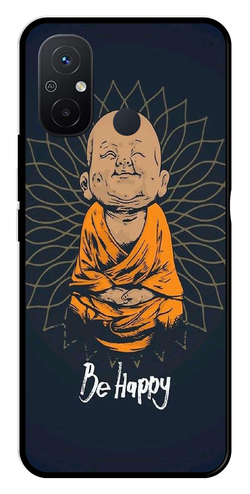 Be Happy Metal Mobile Case for Poco C55   (Design No -27)