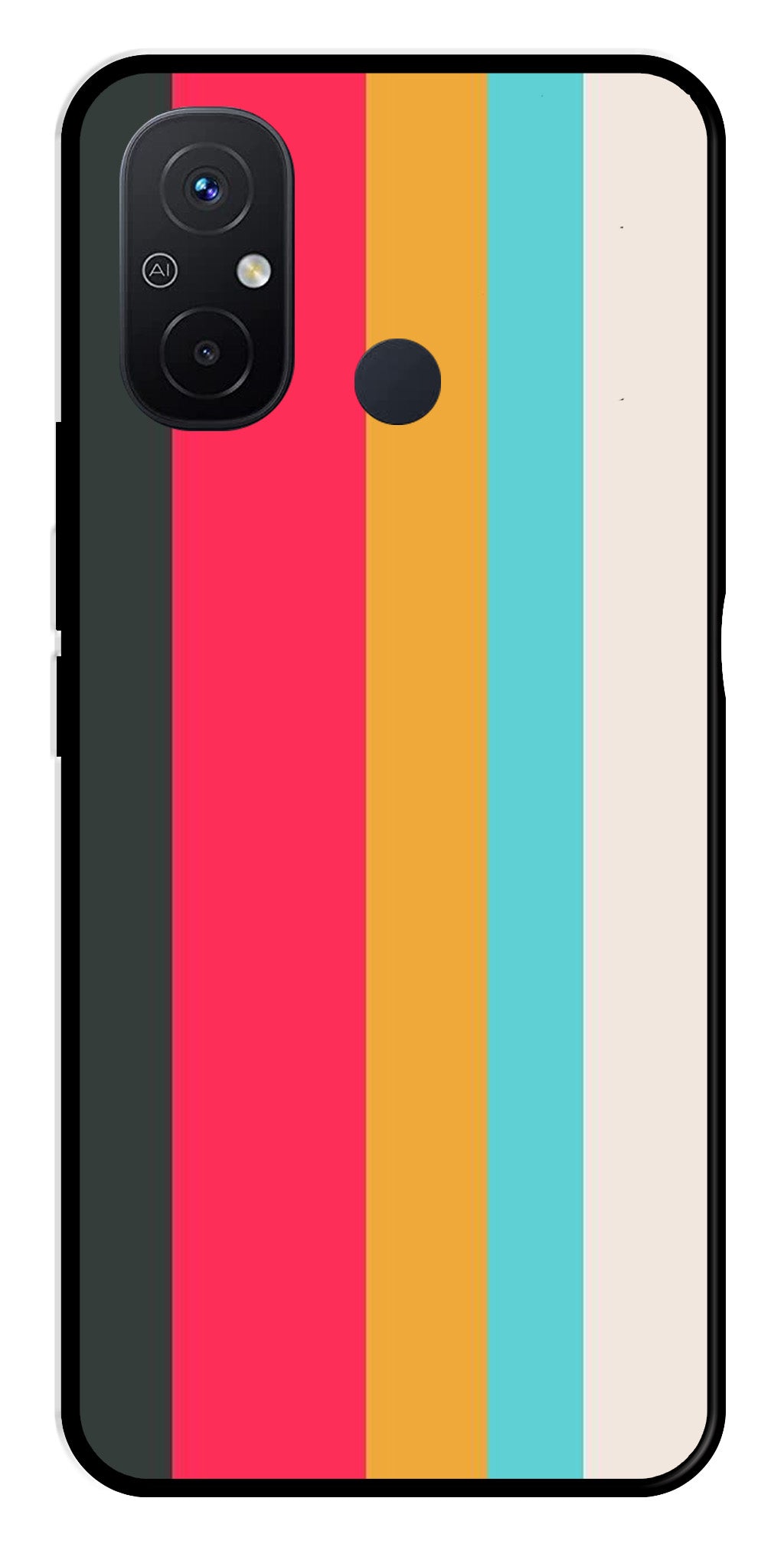 Muted Rainbow Metal Mobile Case for Poco C55   (Design No -31)