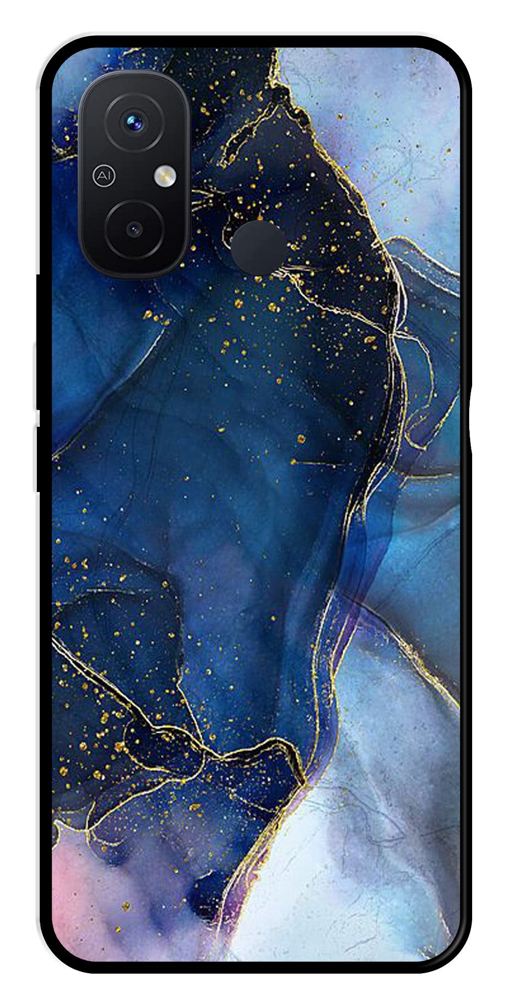 Blue Marble Metal Mobile Case for Poco C55   (Design No -34)