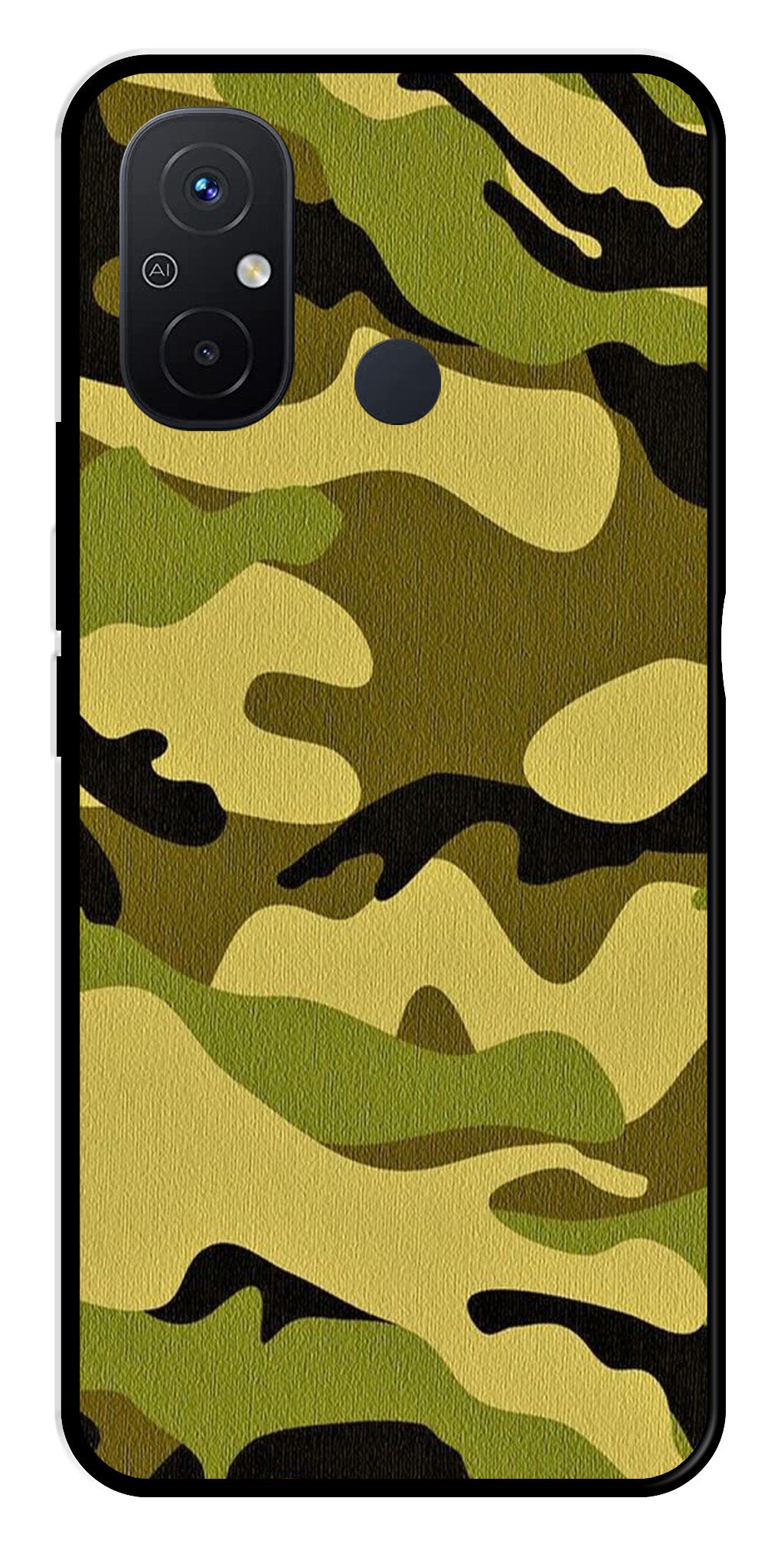 Army Pattern Metal Mobile Case for Poco C55   (Design No -35)